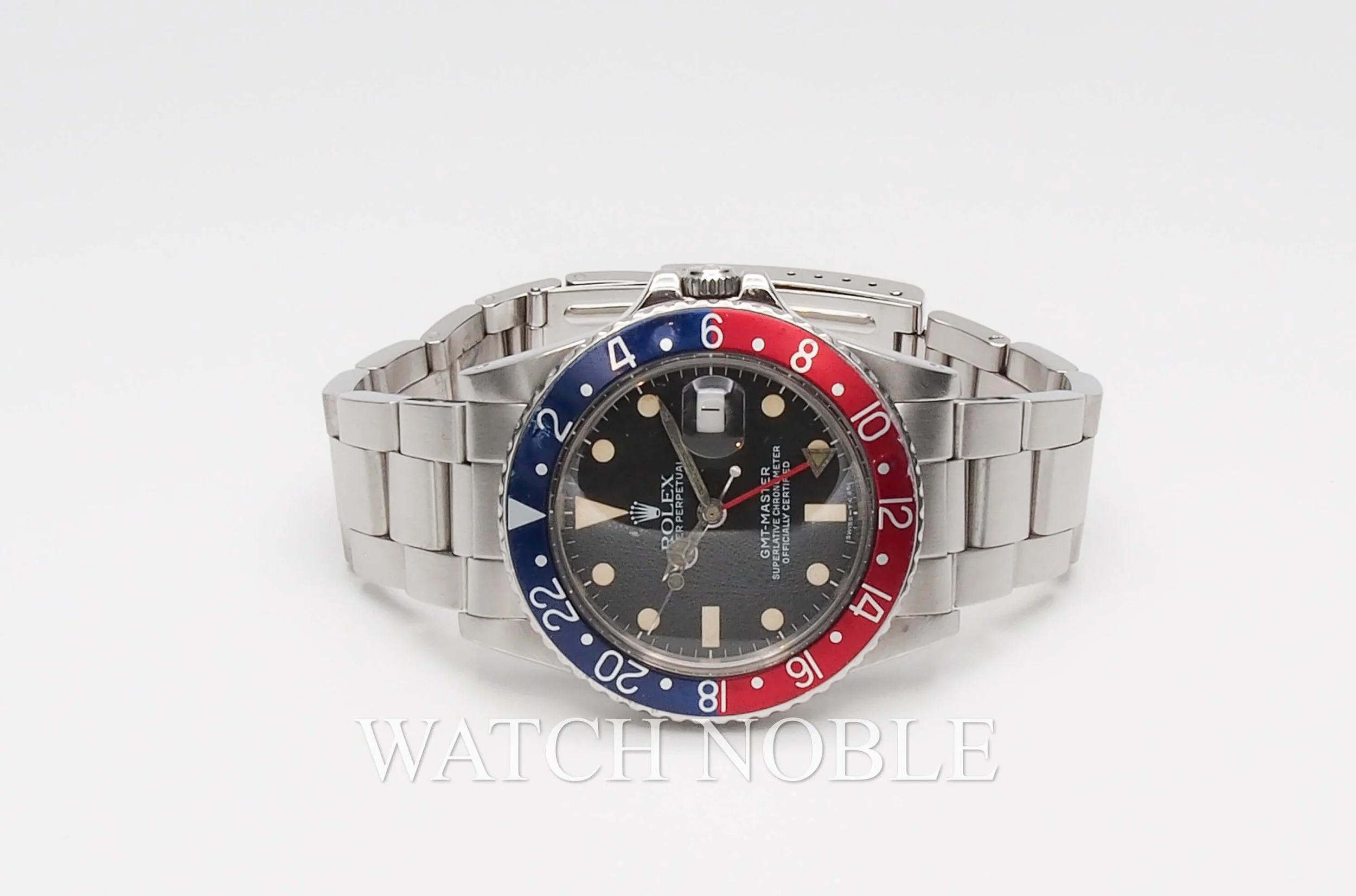 Pre-owned Vintage Rolex 16750 GMT Master Pepsi Blue/Red Bezel Steel Oyster Bracelet
