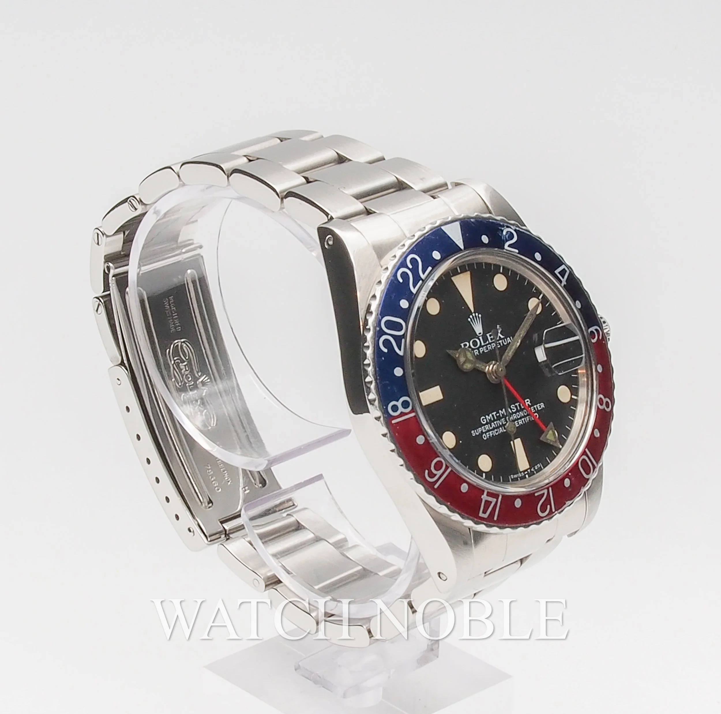 Pre-owned Vintage Rolex 16750 GMT Master Pepsi Blue/Red Bezel Steel Oyster Bracelet