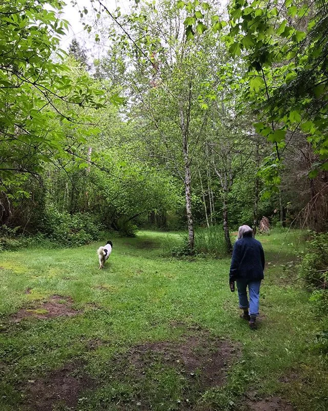 Mom and Gracie in their woods