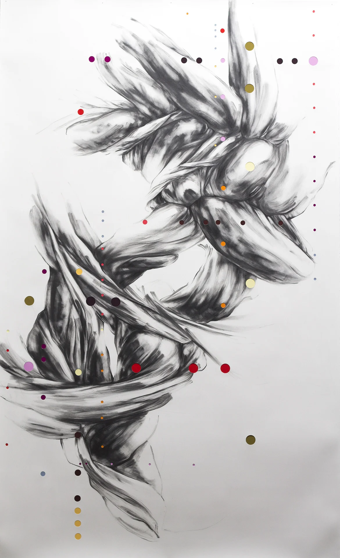 Figure 3: Surd No. 16 (2016), Graphite and mixed media on punctured paper, 91 x 55 inches