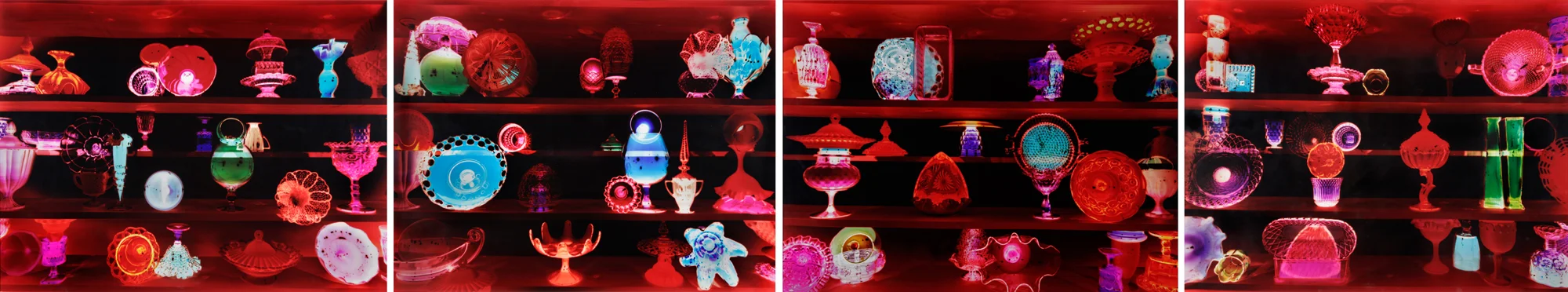 Ogetti di Vetro, Fuoco , Unique pinhole camera c-prints, 30 x 160 inches (each panel, 30 x 40 in.), 2014