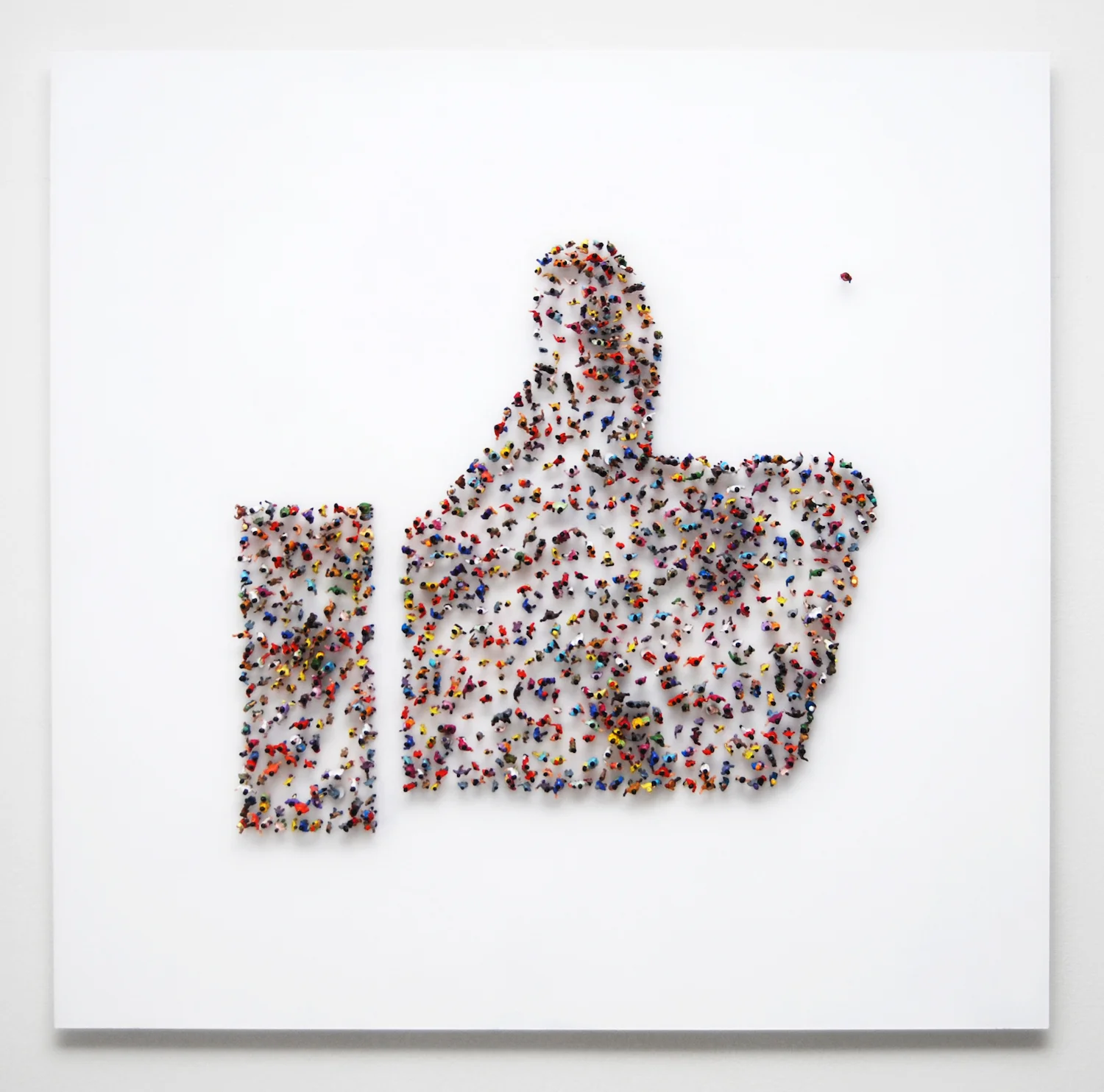 Almost Utopia, model figures on Plexiglas, 23 x 23 x 2 inches, 2017