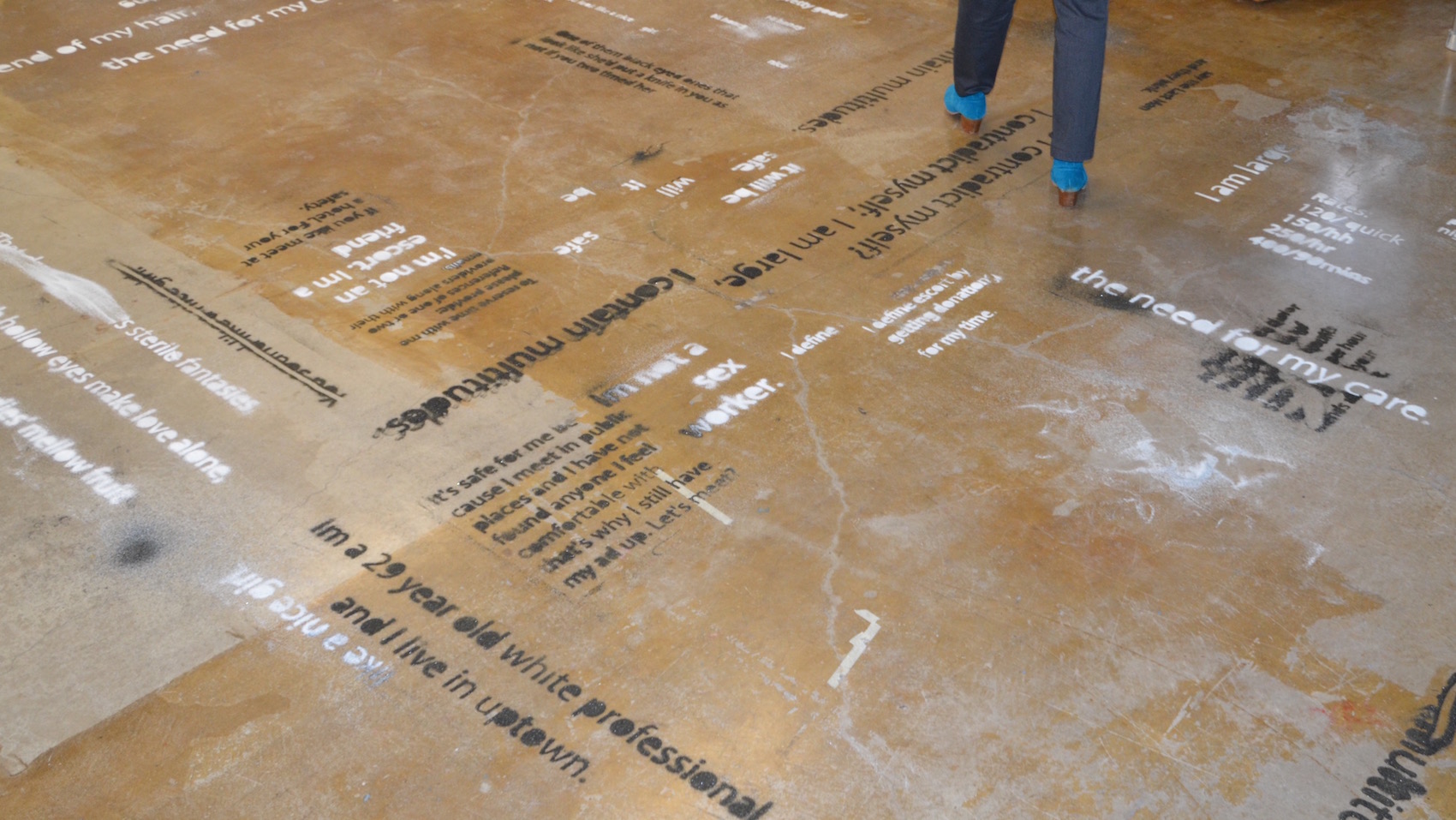 Kristina Davis, Buzzed Whispers, Salt and black sand, Dimensions variable, 2016.