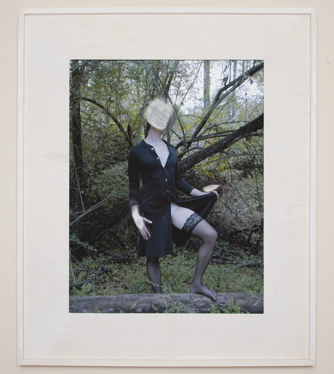Heavy Surly Your Pry , unique distressed archival inkjet print in custom maple frame, 48 x 40 inches, 2016
