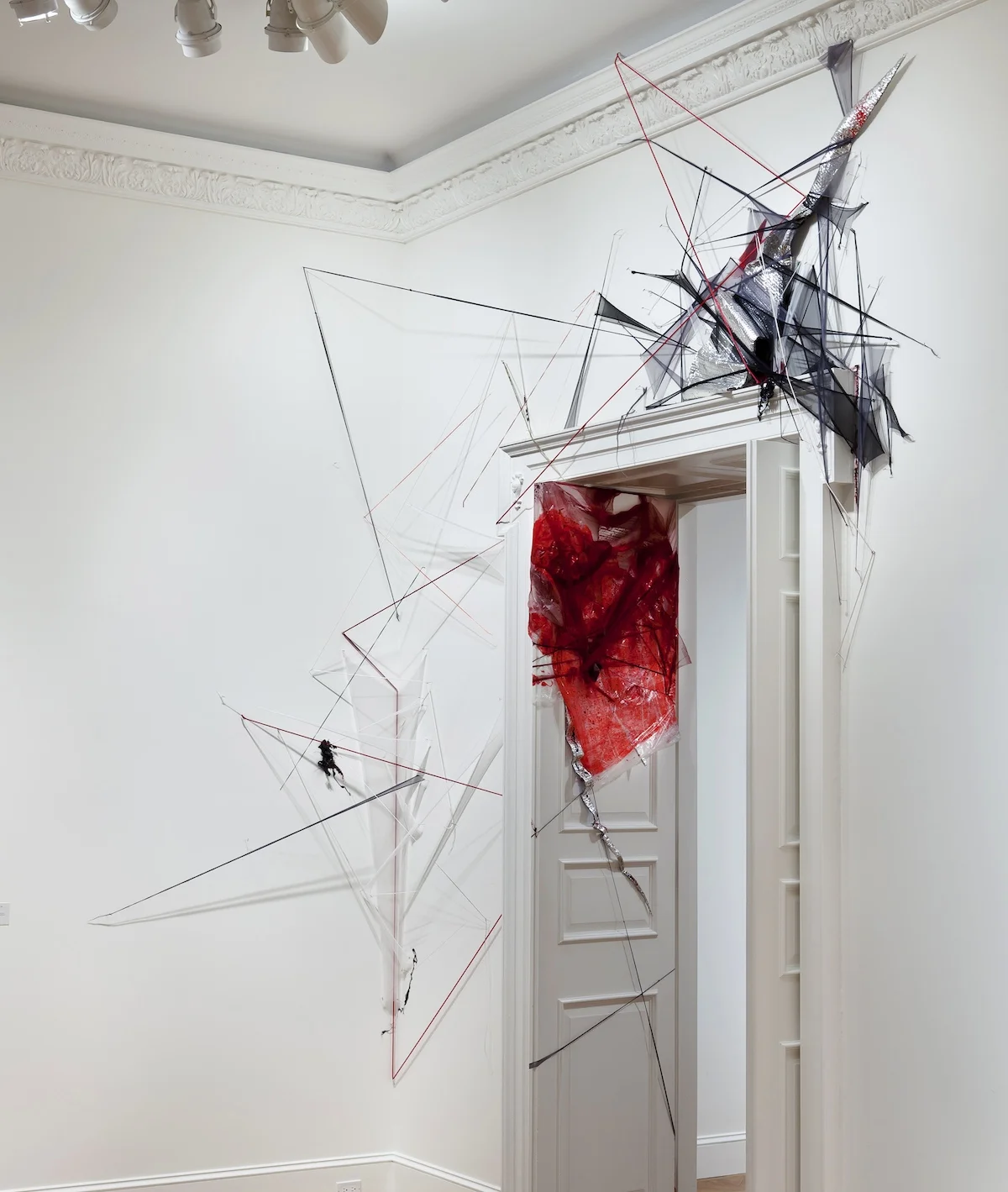 Where the Sidewalk Ends (2012), Mosquito netting, plastic tarp, silicone & vinyl tubing, aluminum insulation, acrylic, t-pins; Dimensions variable. National Academy Museum Invitational, New York, NY