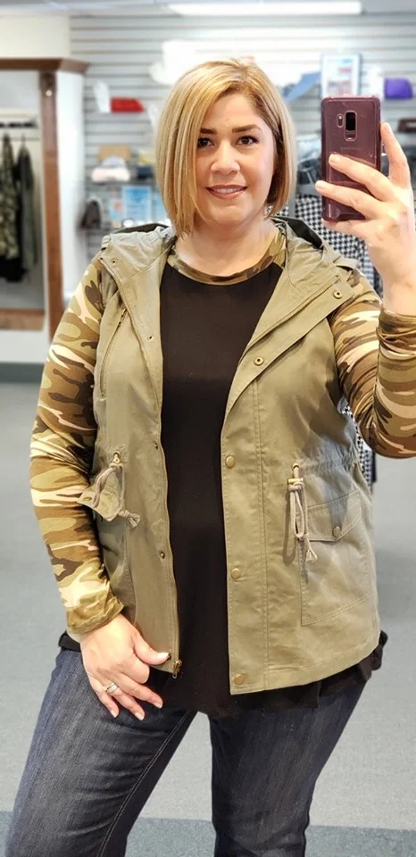 Olive Hoodie Vest Plus Size
