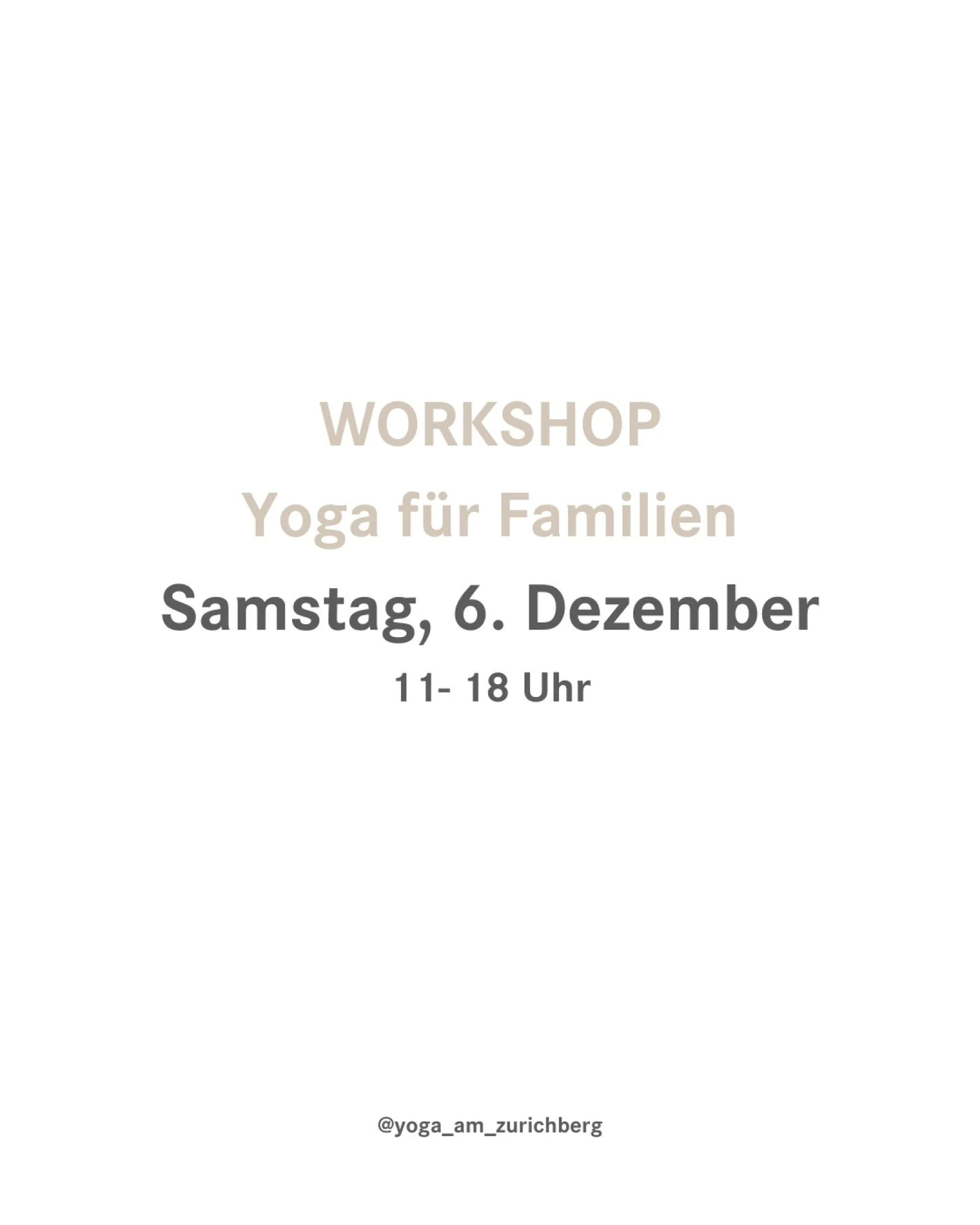 🌿 Familienyoga &ndash; Tagesseminar f&uuml;r P&auml;dagogik &amp; Yoga-Praxis
📅 Samstag, 6. Dezember 2025
💰 CHF 222

Wie k&ouml;nnen wir Yoga nutzen, um Verbindung, Vertrauen und Freude zwischen Kindern und Erwachsenen zu st&auml;rken?
In diesem T