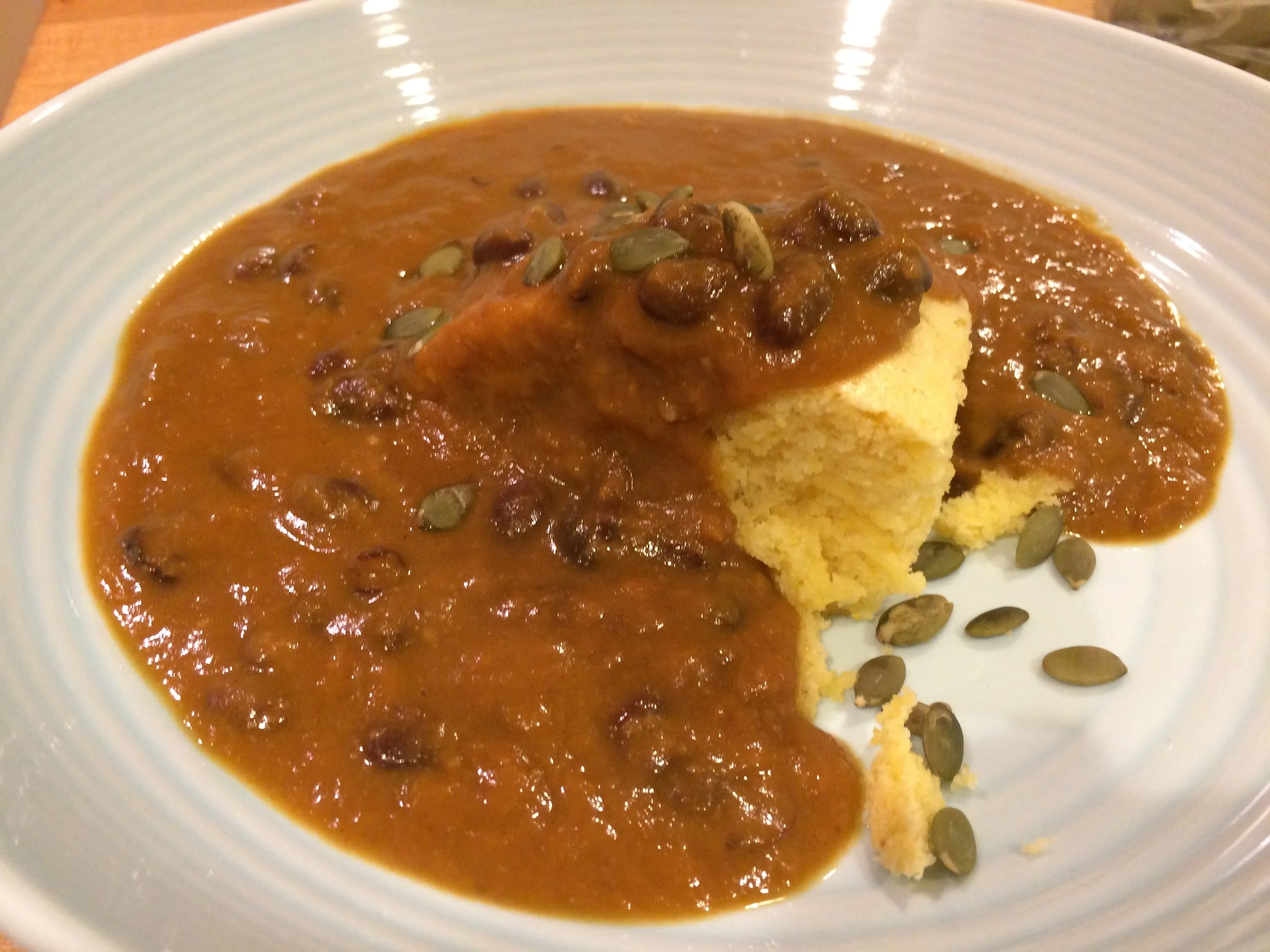 Black bean pumpkin coconut milk soup
