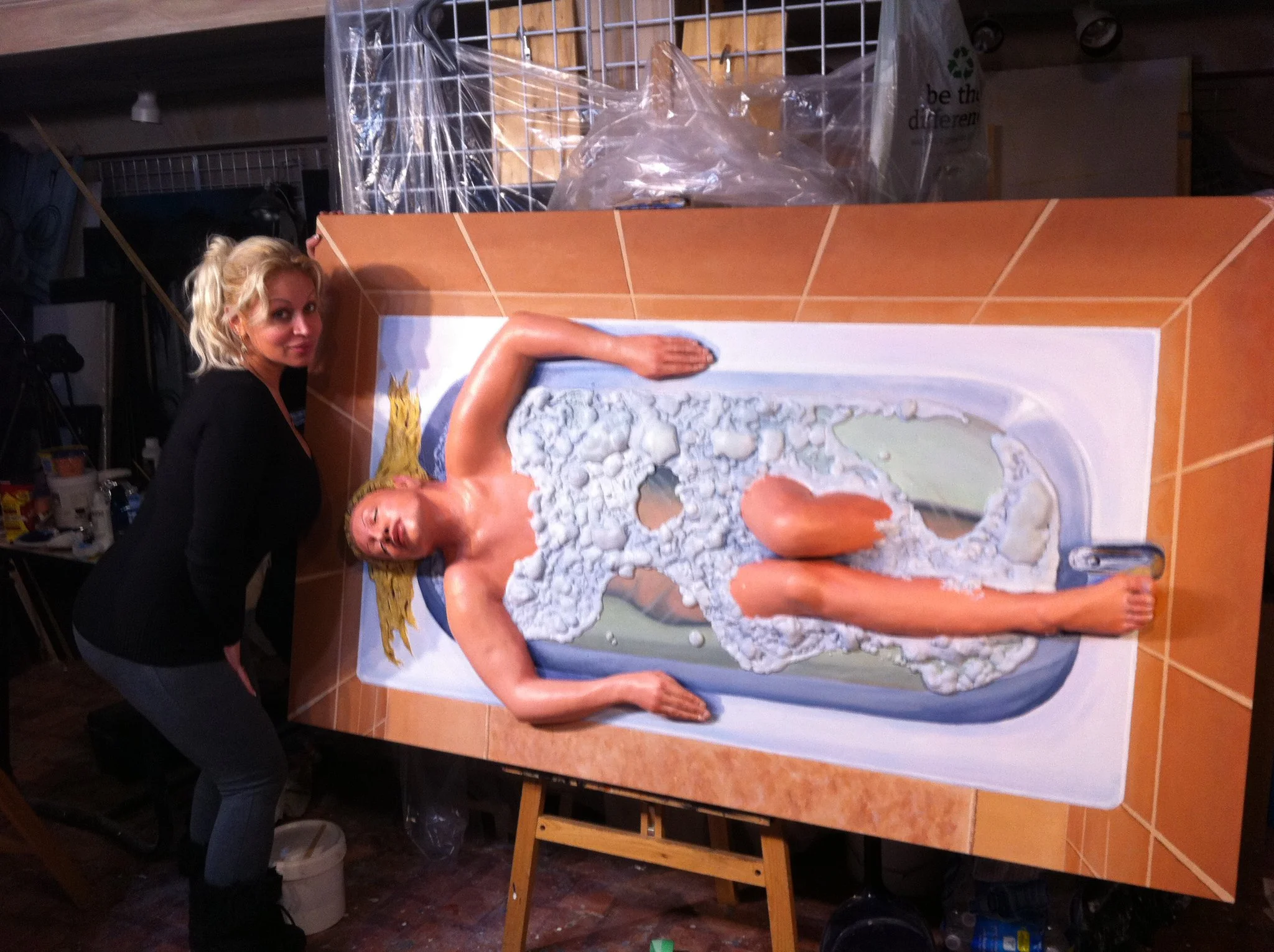 This outstanding work of art by Steve , sold to a client in Florida. Here you see the model beside this wonderful work of art. Steve also does custom work for clients. 