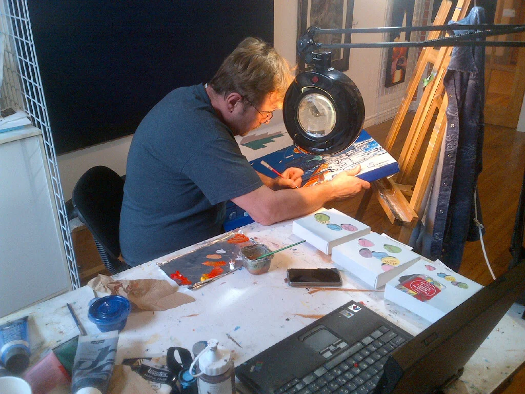 Steve working in his studio at Alton Mill Arts Centre.