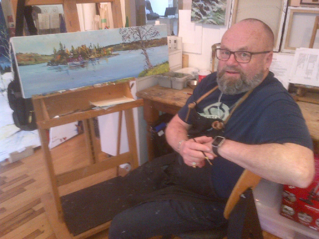Robert at his favourite easel. 