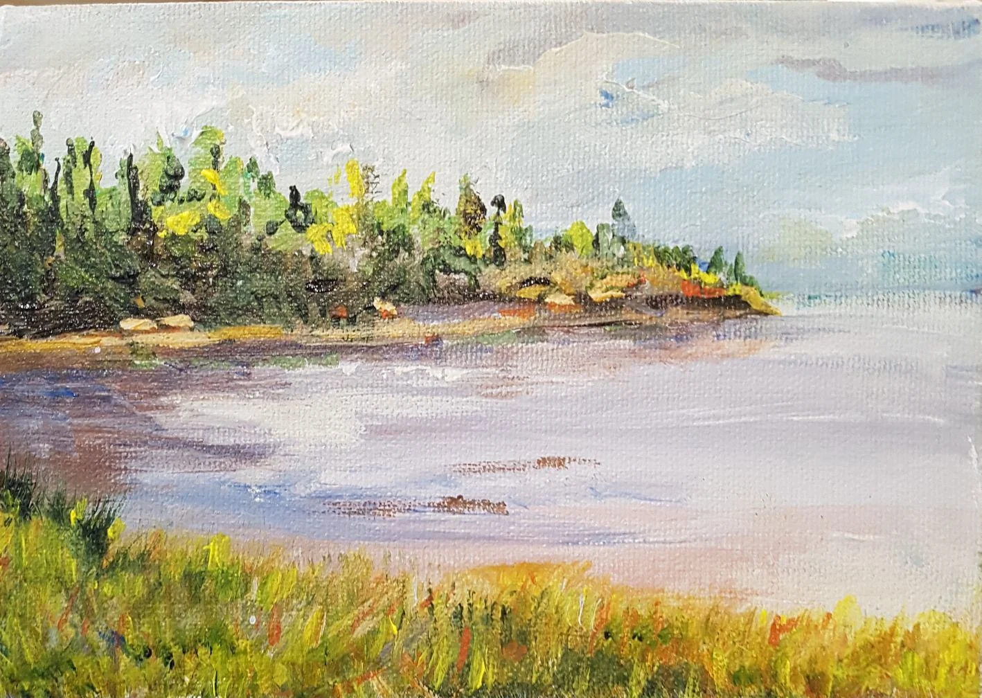 Pleinair acrylic painting by Artist Robert Chisholm completed in Rockwood ,Ont, July 2017. Titled Bayfield. 8 inch by 10 inch.