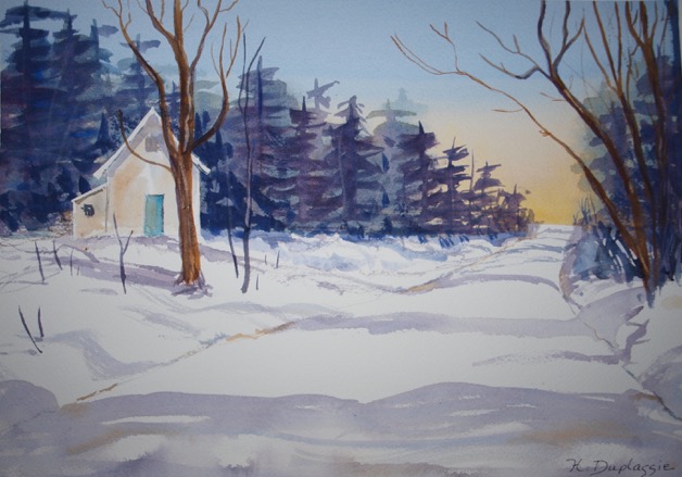 This watercolour by Helen Duplassie is titled "The White House".
