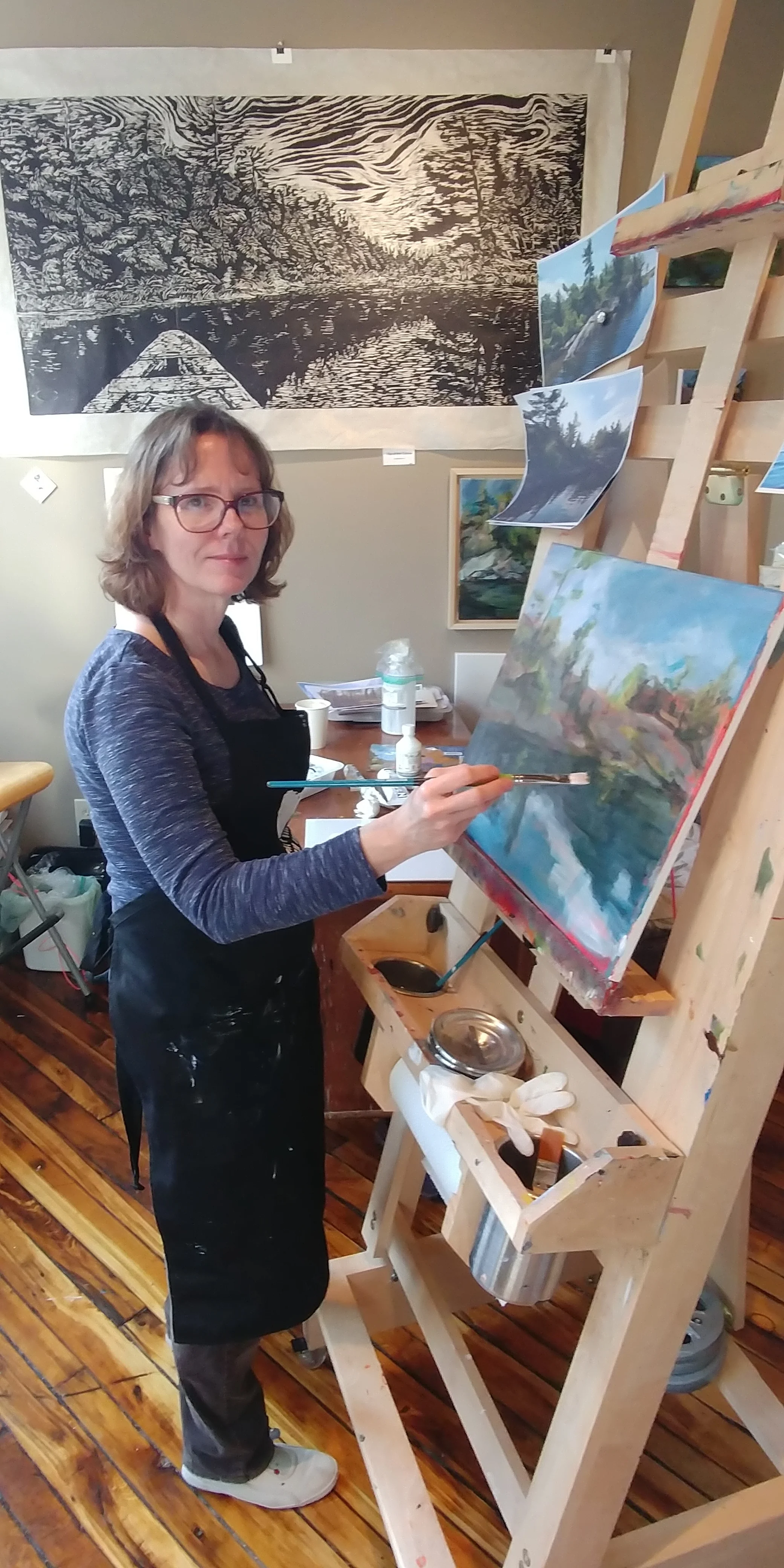 SOVA artist Joanne Lomas working in her studio at the Alton Mill Arts Centre.