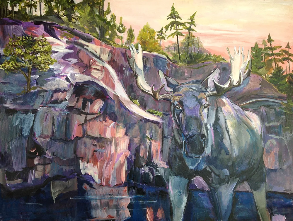 moose, Moose, Goose , acrylic, 40 by 30 inch