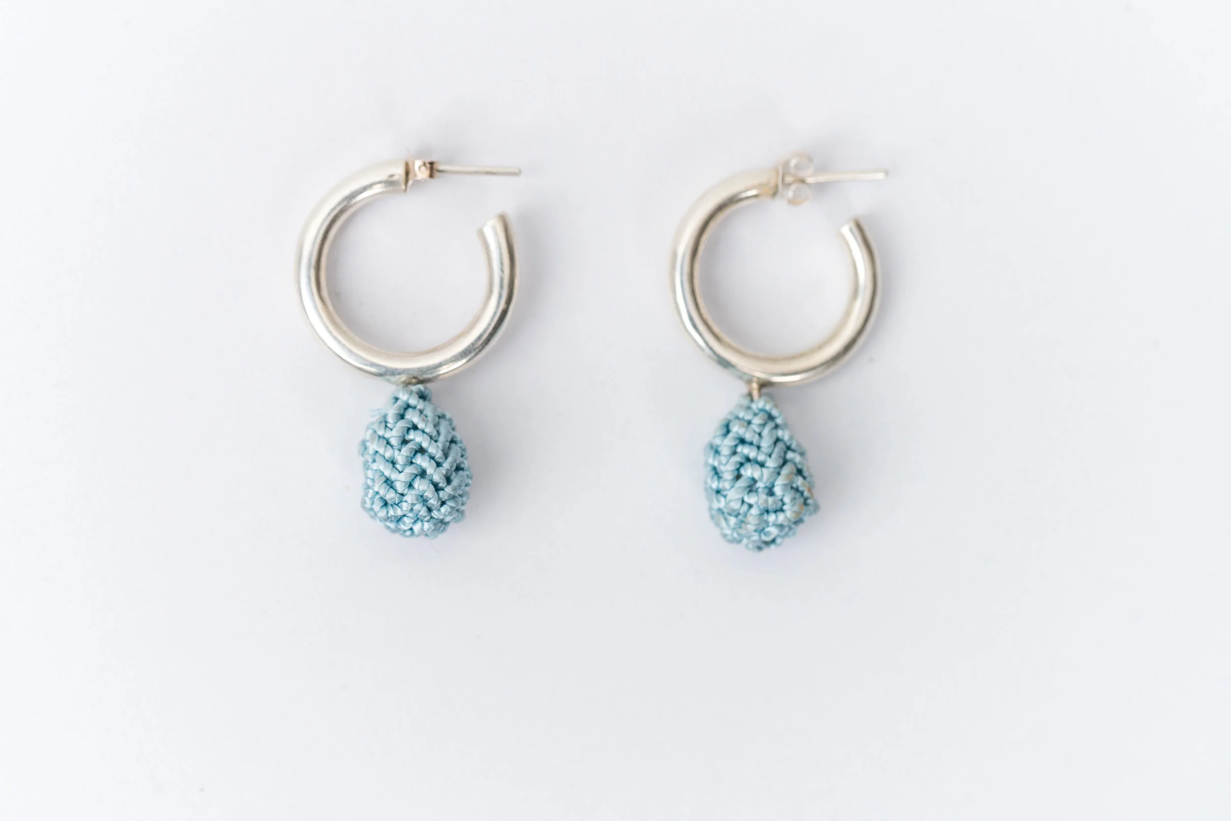 Silver moroccan earrings in icy blue - handmade in morocco