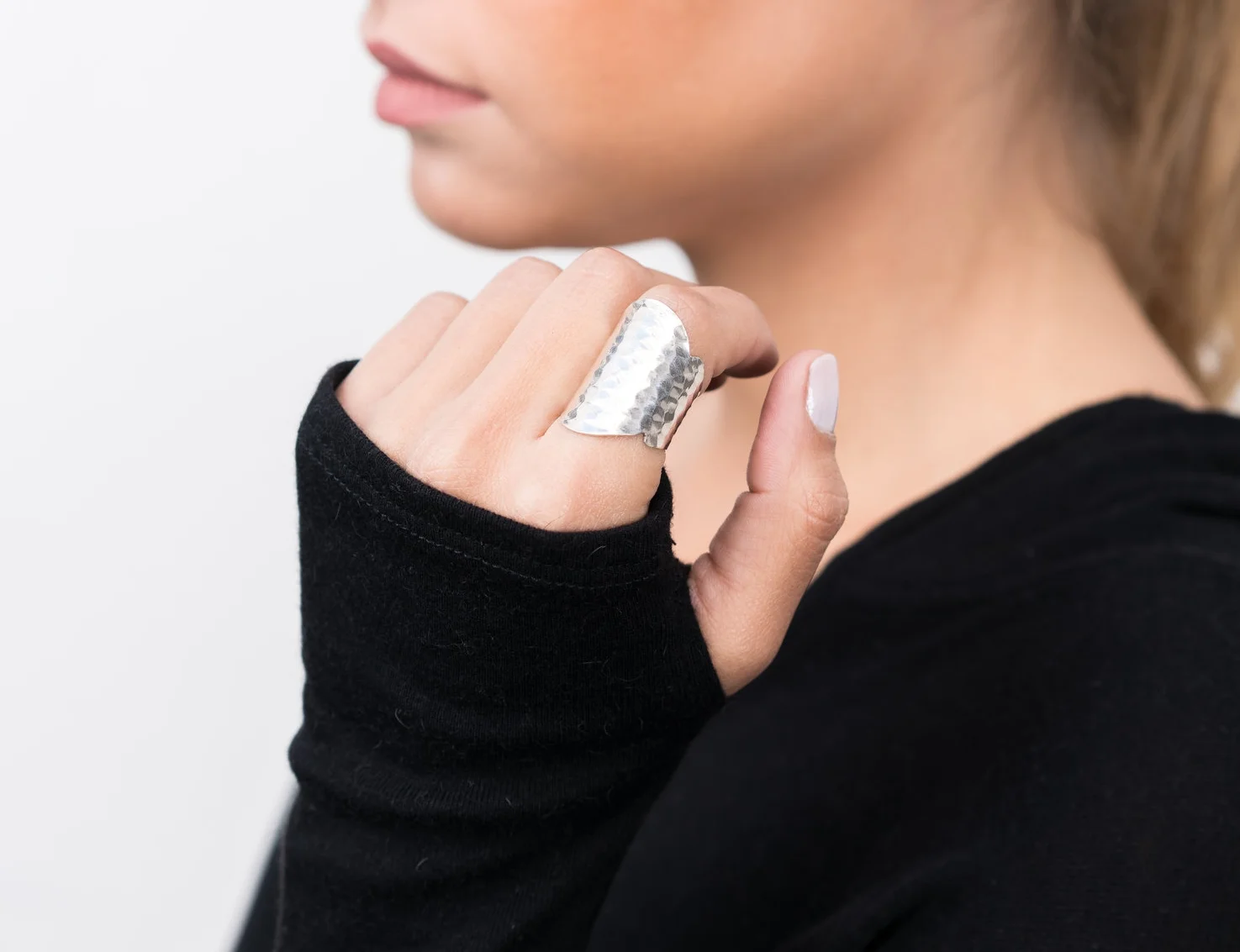 moroccan jewelry: hammered ring - sterling silver