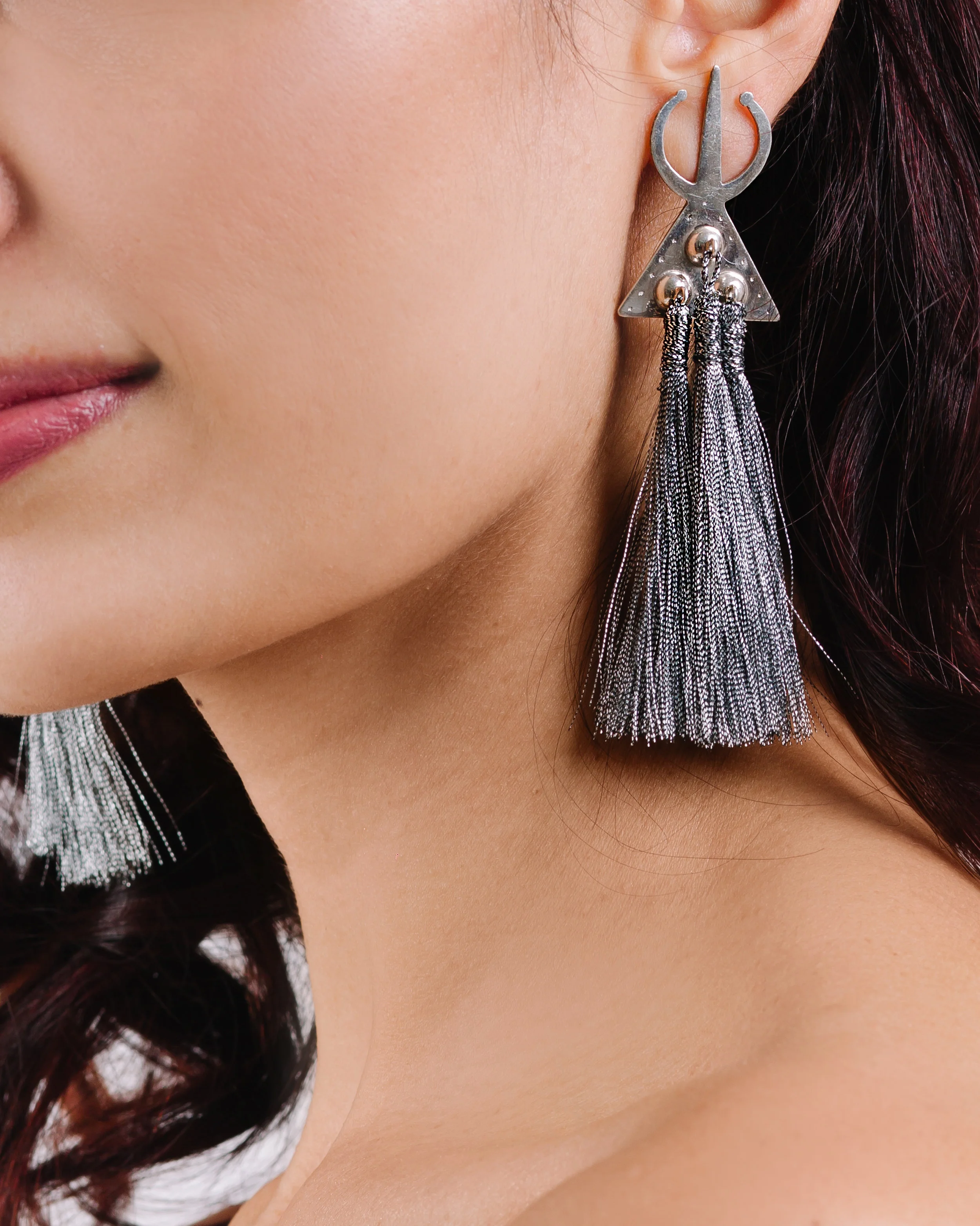 Moroccan Earrings with Silver Tassels