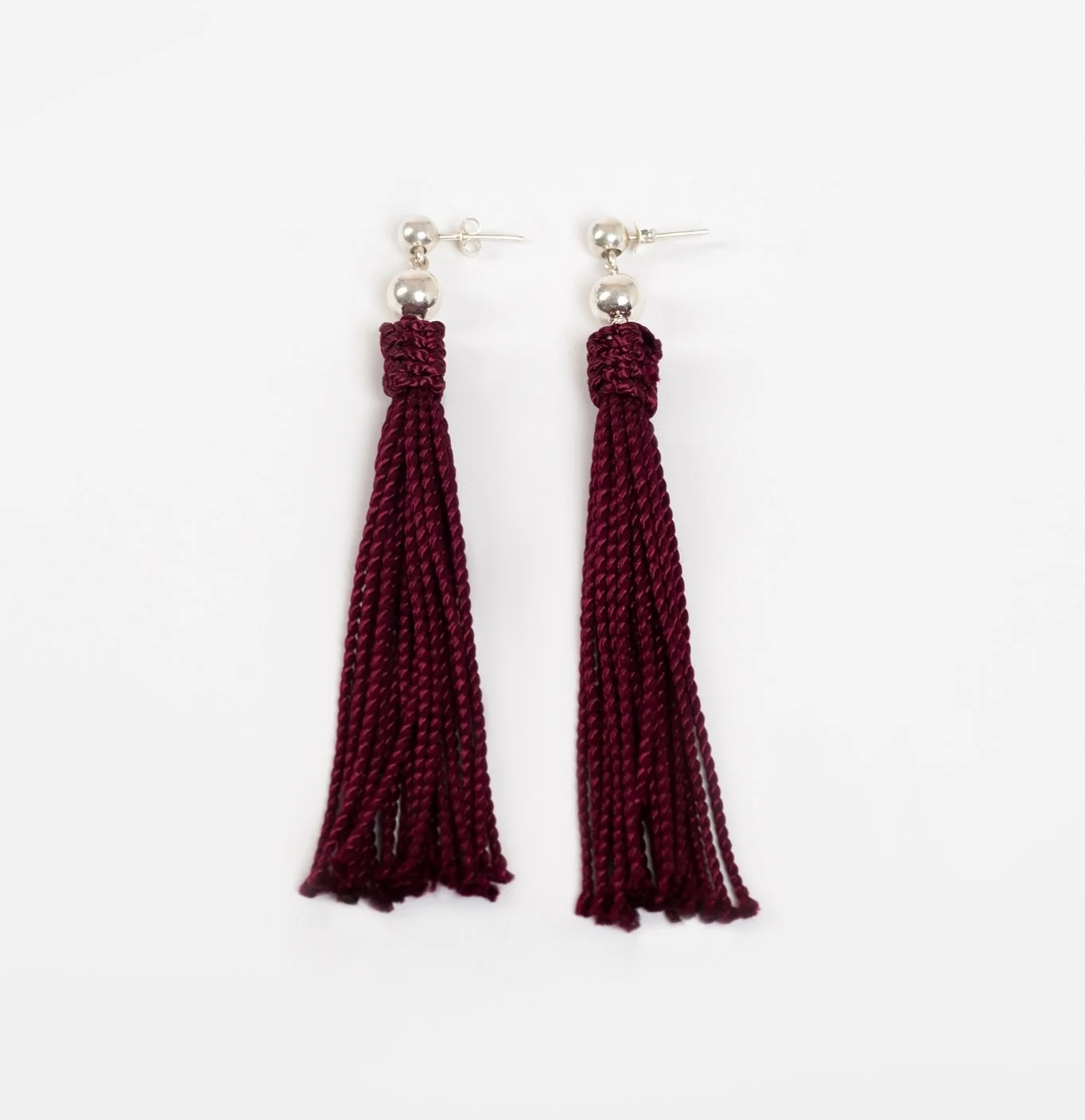 Burgundy Tassel Earrings