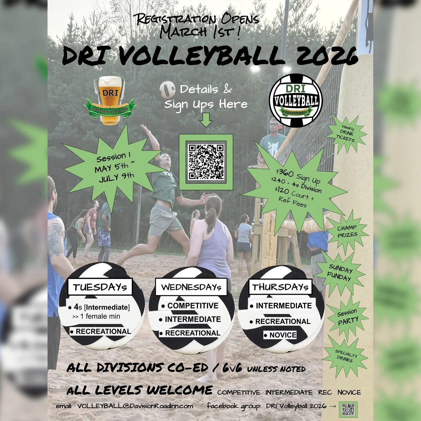 𝗥𝗲𝗴𝗶𝘀𝘁𝗿𝗮𝘁𝗶𝗼𝗻 𝗳𝗼𝗿 𝗦𝗲𝘀𝘀𝗶𝗼𝗻 𝟭 𝗩𝗼𝗹𝗹𝗲𝘆𝗯𝗮𝗹𝗹 𝟮𝟬𝟮𝟲 𝗮𝘁 𝗗𝗥𝗜 𝗢𝗽𝗲𝗻𝘀 𝗠𝗮𝗿𝗰𝗵 𝟭𝘀𝘁! 🏐🔥

Details can be found on our Facebook Group or on our website from the links below:
https://facebook.com/groups/drivolleyba