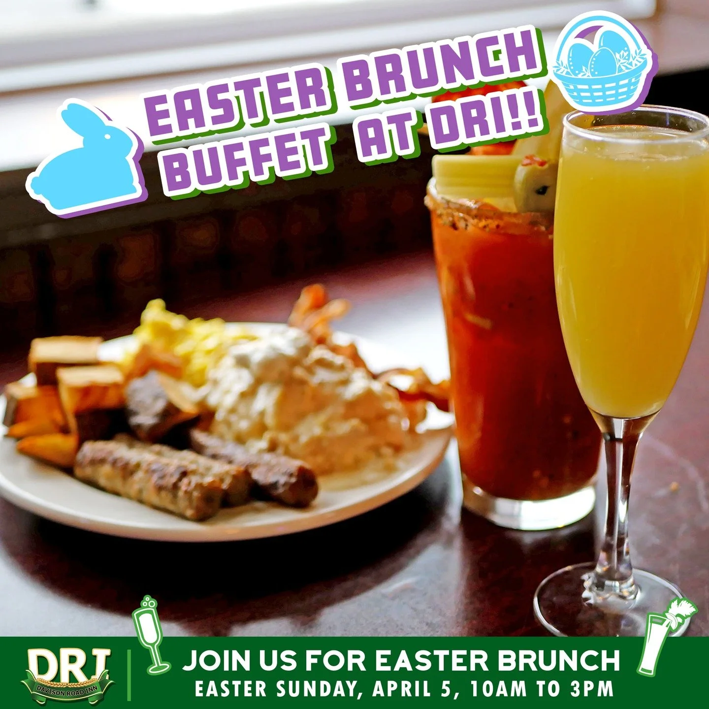 𝐁𝐫𝐢𝐧𝐠 𝐘𝐨𝐮𝐫 𝐅𝐫𝐢𝐞𝐧𝐝𝐬 𝐚𝐧𝐝 𝐅𝐚𝐦𝐢𝐥𝐲 𝐭𝐨 𝐃𝐑𝐈 𝐟𝐨𝐫 𝐄𝐚𝐬𝐭𝐞𝐫 𝐁𝐫𝐮𝐧𝐜𝐡 𝐓𝐡𝐢𝐬 𝐒𝐮𝐧𝐝𝐚𝐲!🐰🌸

We've got an extra special Easter Sunday brunch grand buffet planned for this Sunday! 𝗖𝗮𝗹𝗹 𝗮𝗵𝗲𝗮𝗱 𝗿𝗲𝘀𝗲𝗿𝘃𝗮𝘁