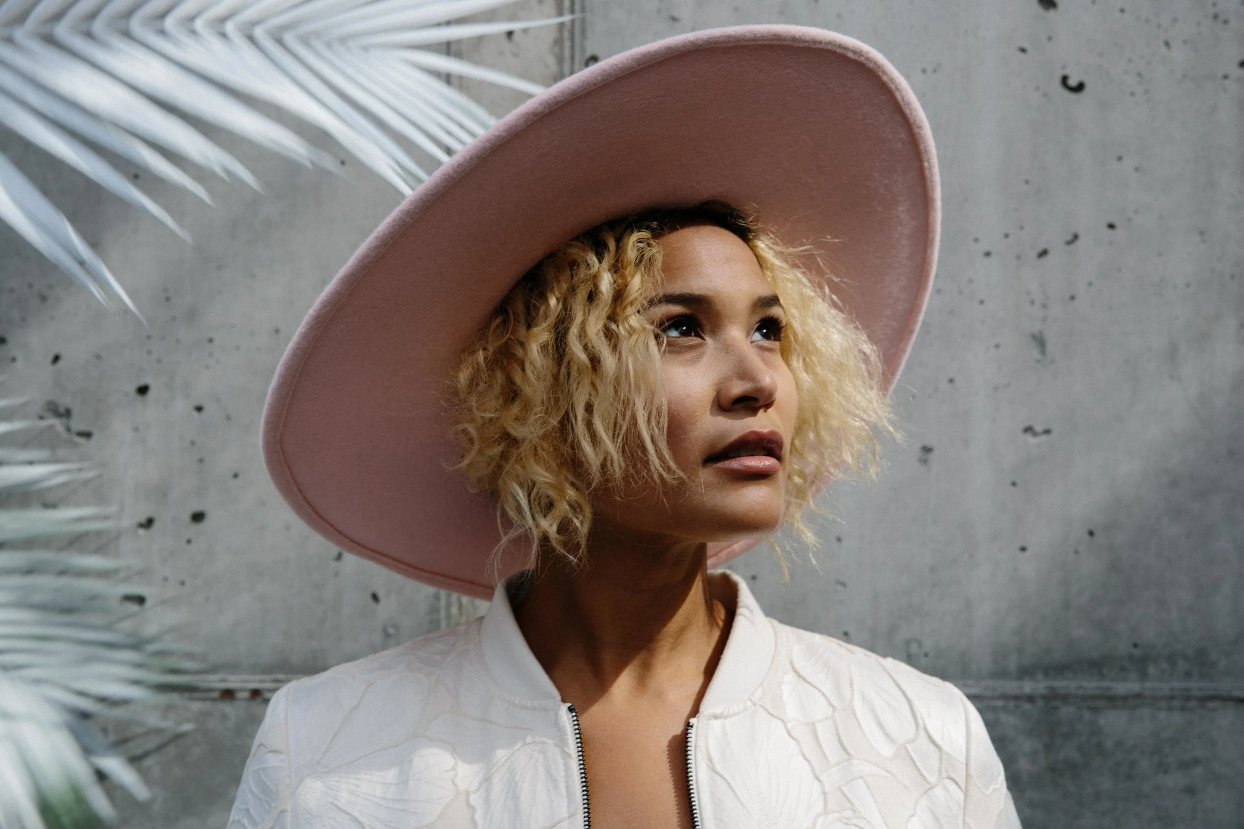 Celina Kane Hat Make Woven Summer Straw Hat W/ Black Grosgrain Ribbon Trim Salter Fedora - Chalk — Celina Kane main image 4