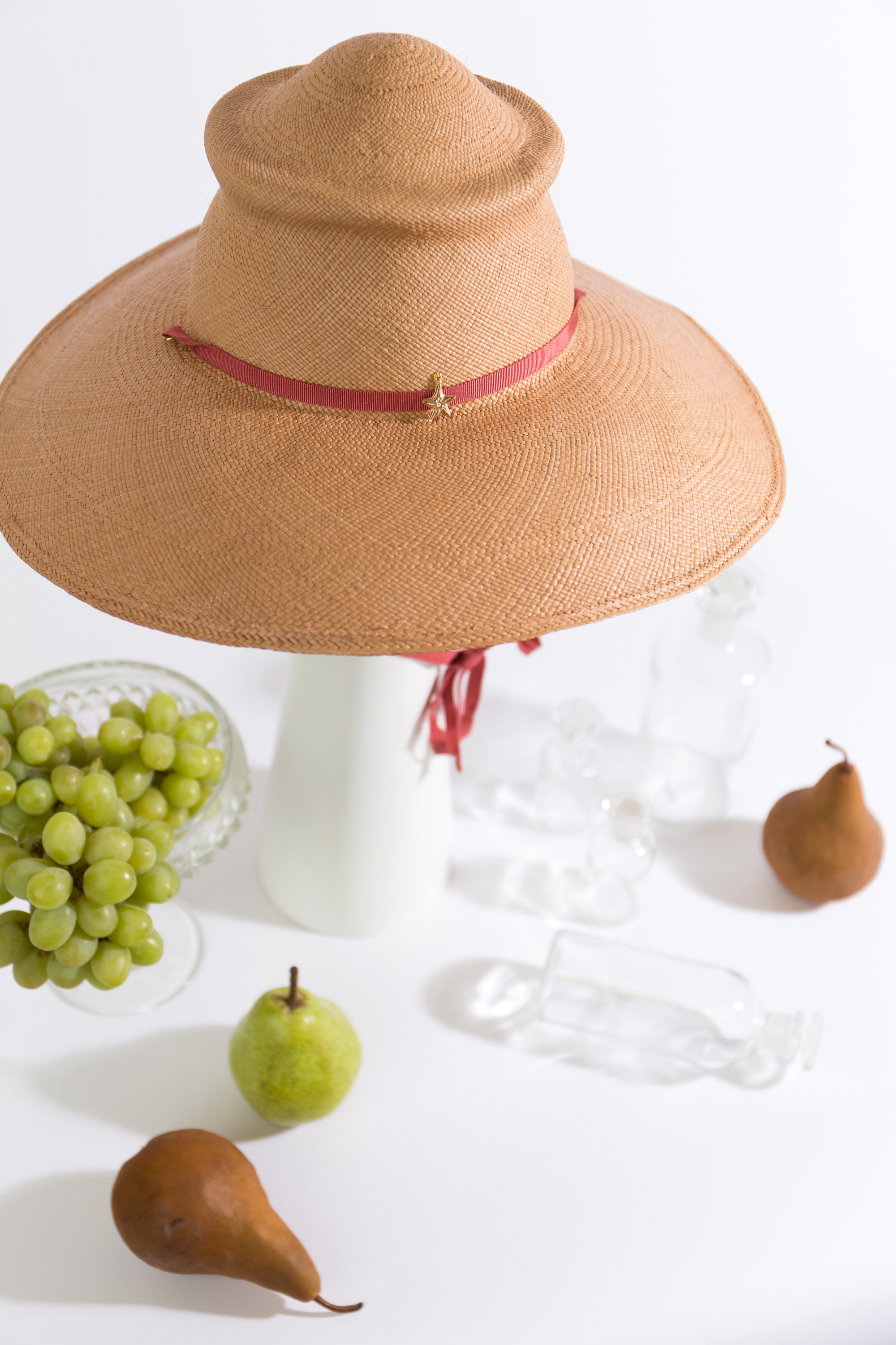 Celina Kane Hat Make Woven Summer Straw Hat W/ Black Grosgrain Ribbon Trim Salter Fedora - Chalk — Celina Kane main image 3