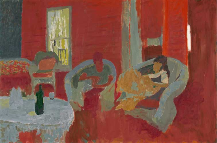 They Discussed It At Length (2017), oil on canvas, 29 x 43 1/2 inches