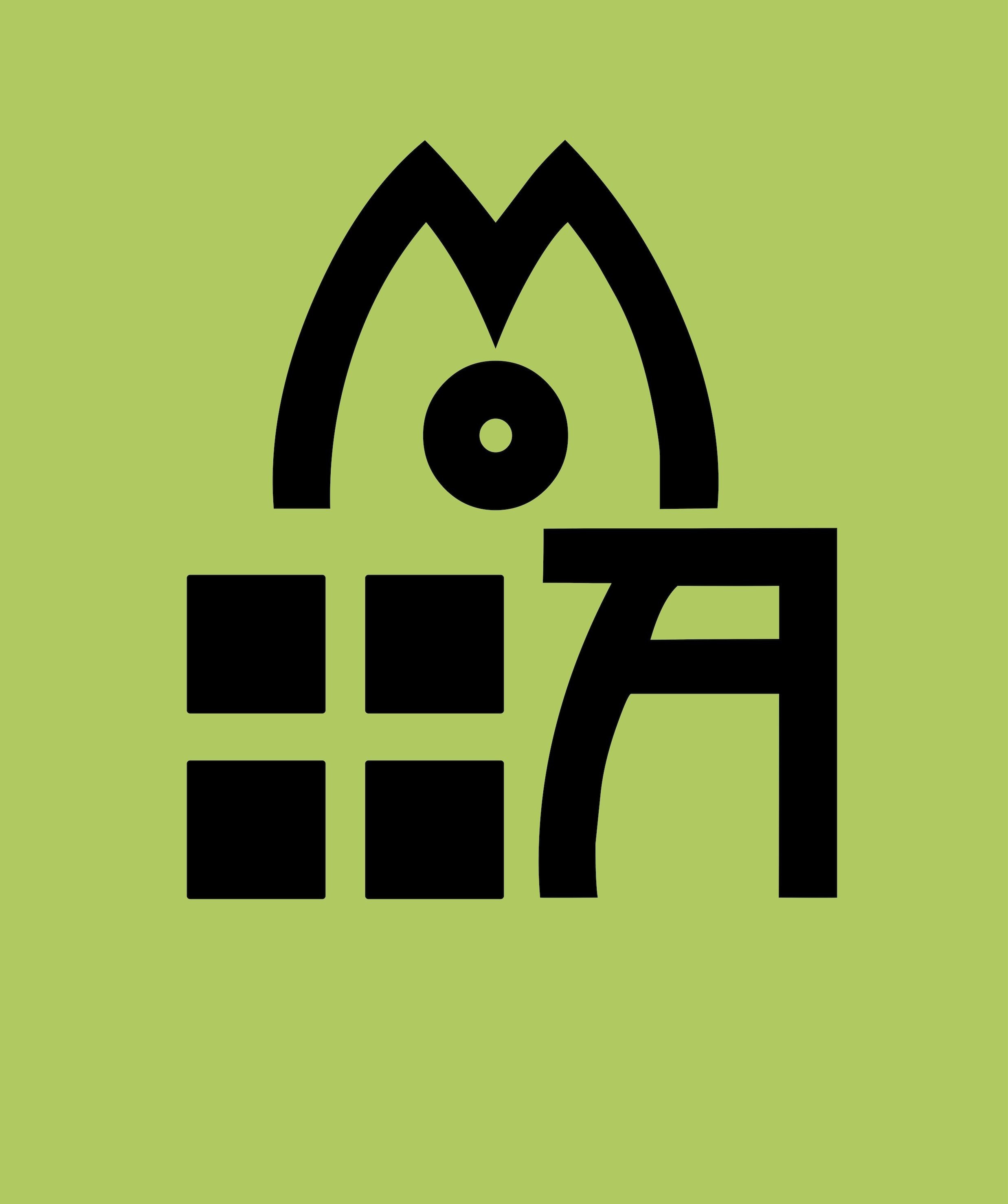 Black geometric abstract design on a light green background.