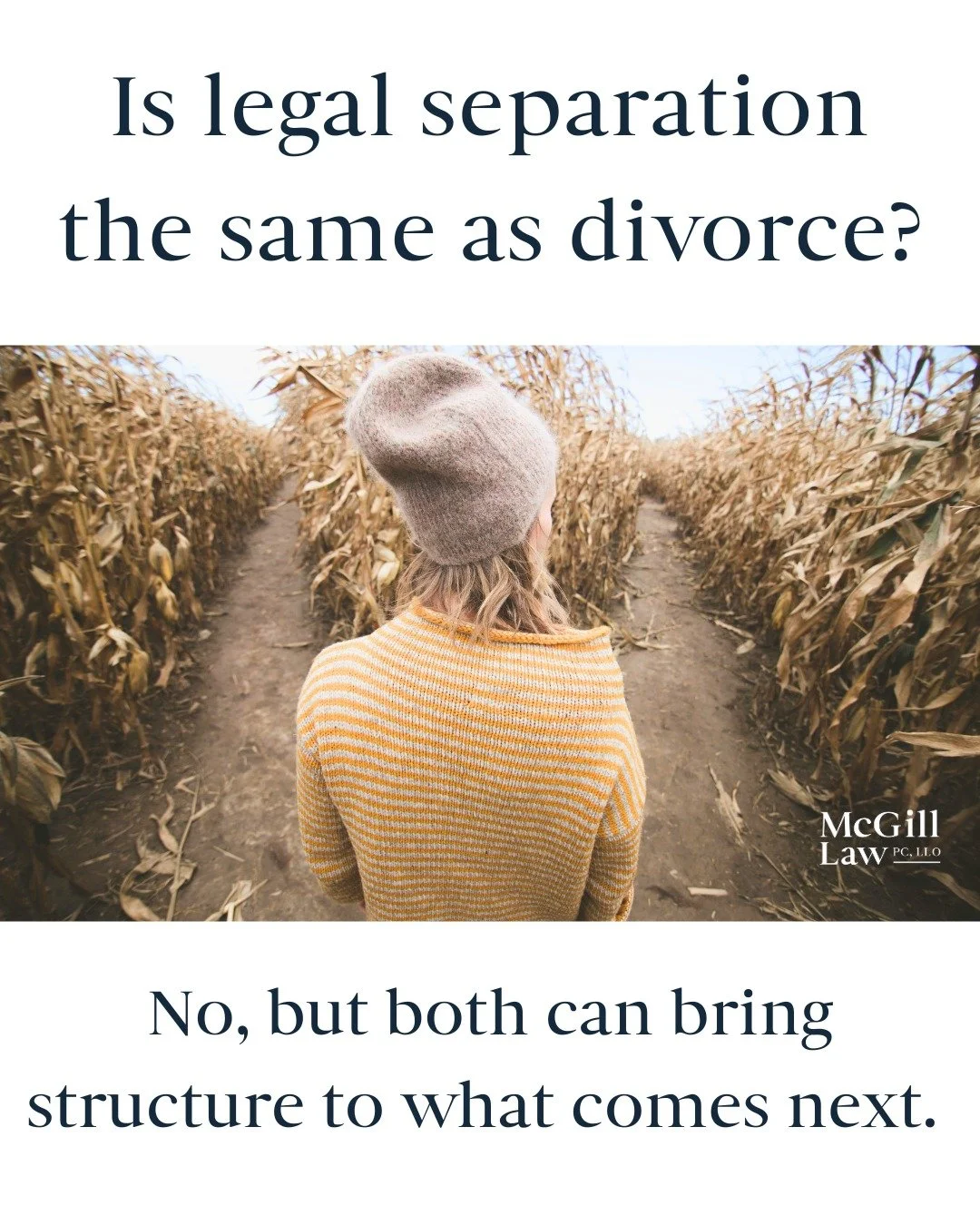 Is legal separation the same as divorce?

Not quite. Both can address parenting time, support, property, and debt, but the difference lies in what happens to the marriage itself.

A divorce ends the marriage legally and allows each person to remarry 