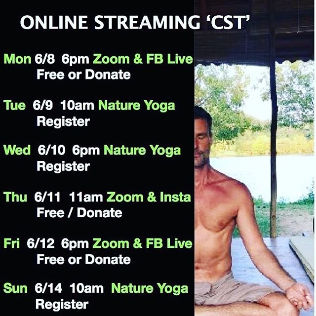 Happy Monday, here&rsquo;s the Weekly Zoom schedule with links in bio linktree 🧘&zwj;♂️ Hope to connect with you and keep learning &amp; actively participating with all that is unfolding! #yogaonline #keepgoing #sharethelove #wadeyoga