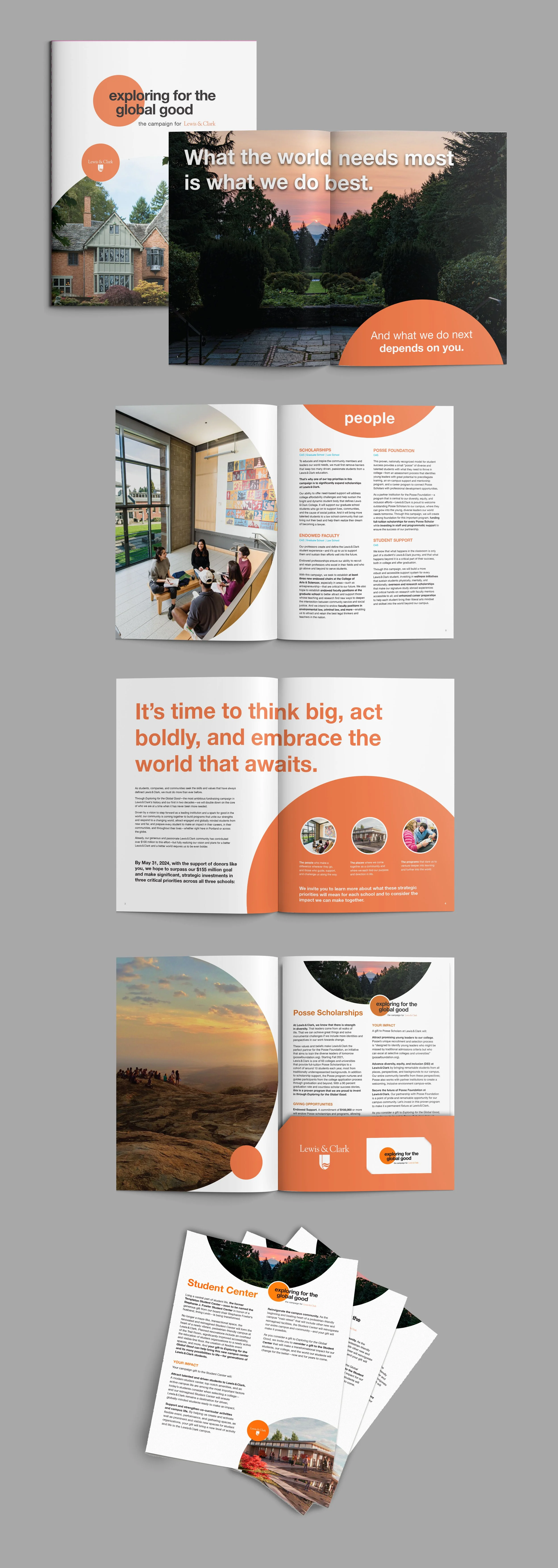 Donor-facing brochure with pocket folder and inserts