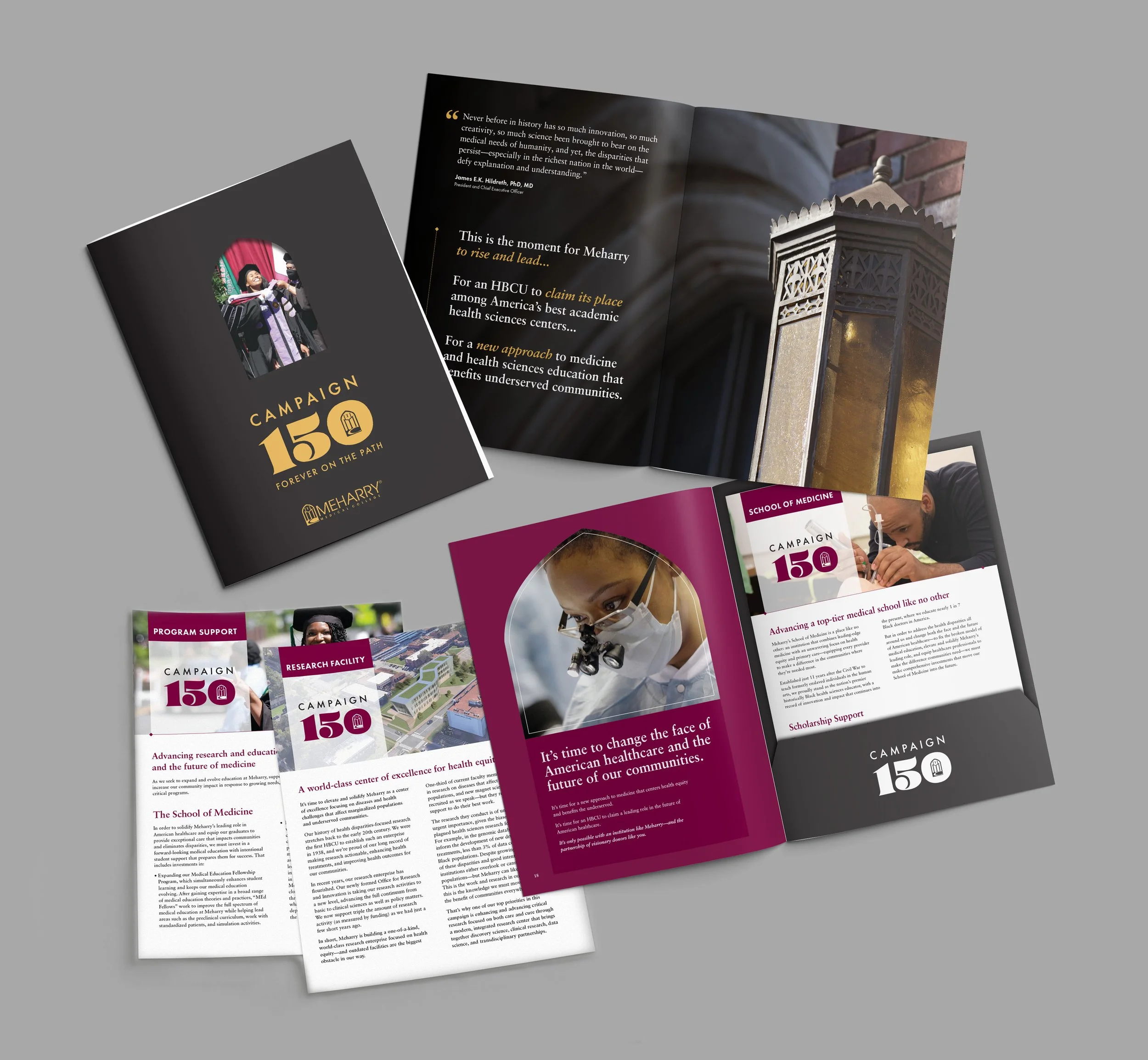 Meharry Medical College brochure with built in folder and inserts
