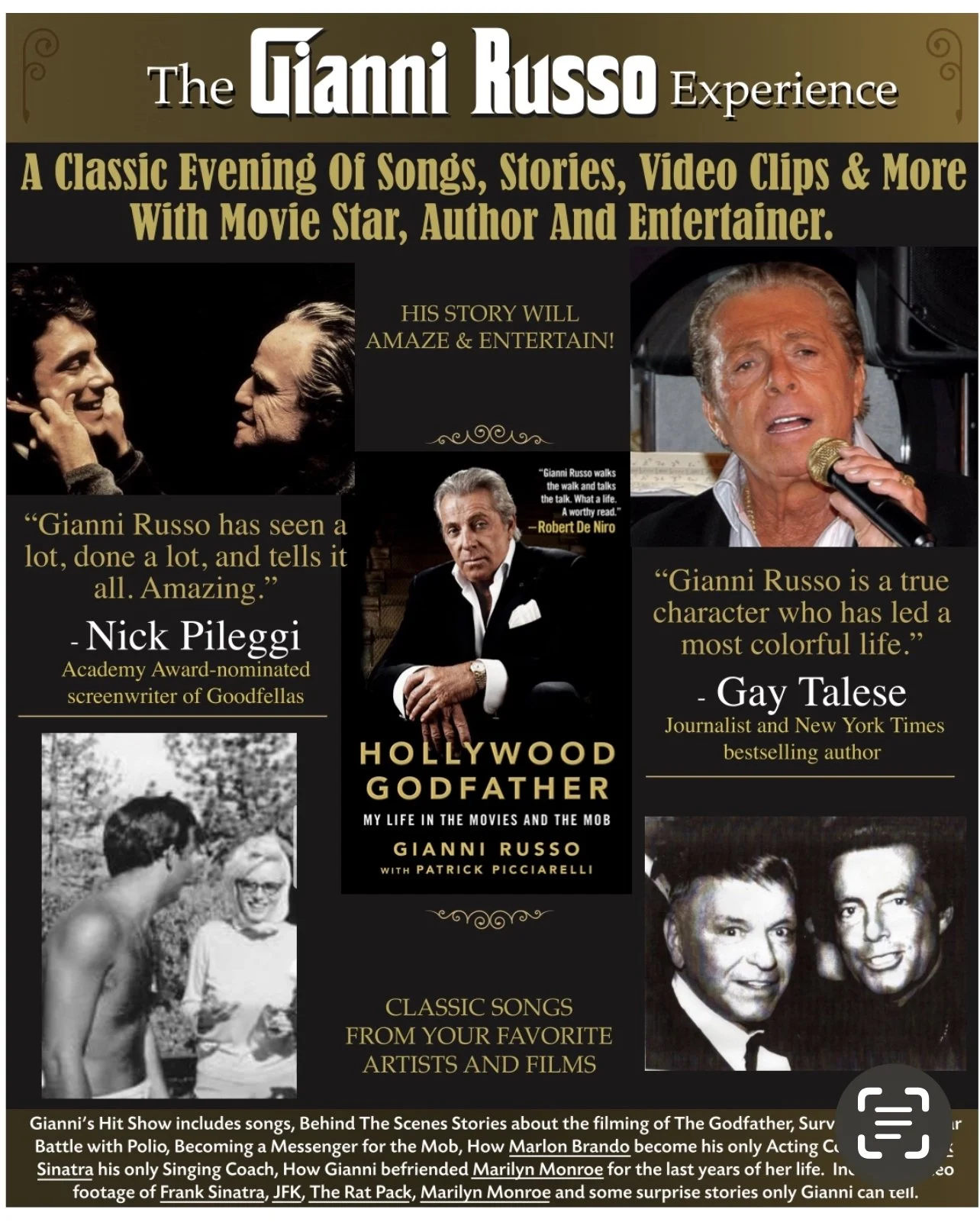 AN EVENING YOU CAN'T REFUSE *  GIANNI RUSSO * PORTLAND ELKS #188 * PORTLAND ME
