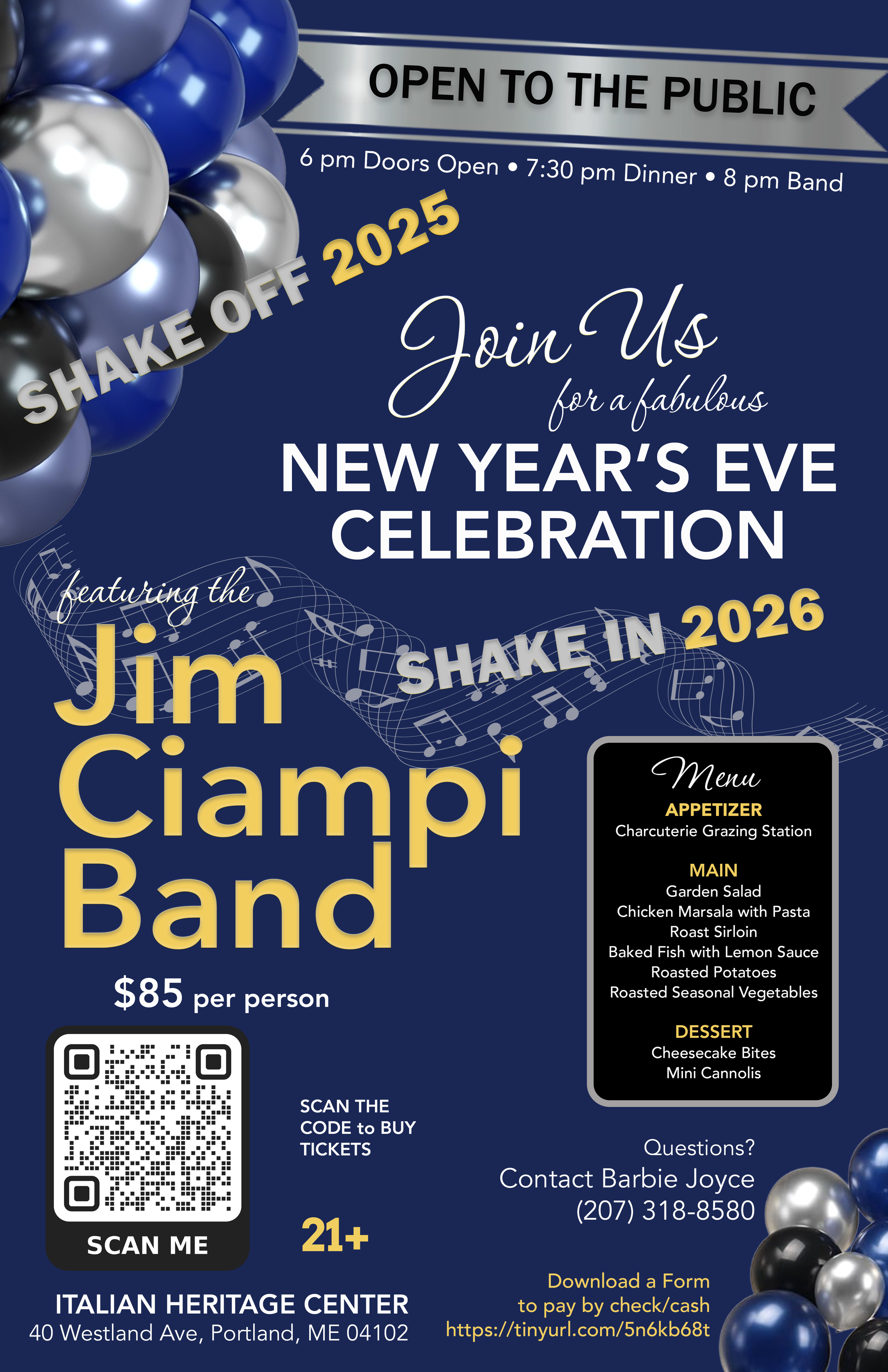 NYE GALA * THE JIM CIAMPI BAND * ITALIAN HERITAGE CENTER