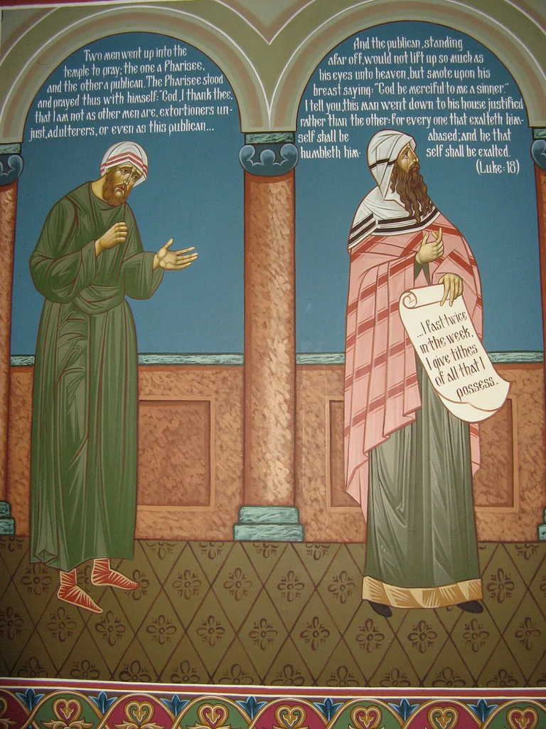 Icon of the Publican and the Pharisee in Saint Michael's Orthodox Church in Louisville, Kentucky. 
