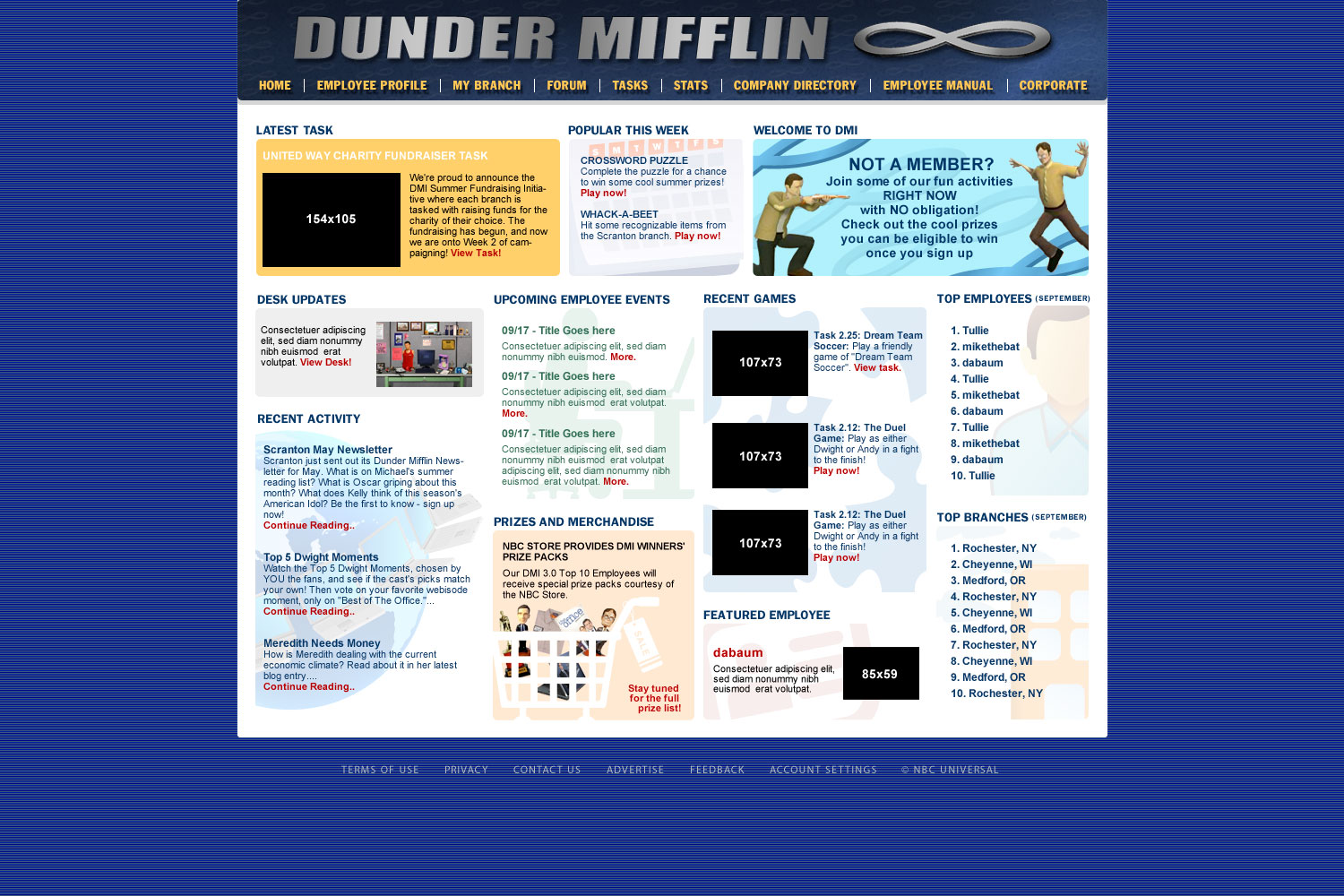 GitHub - caitlincraw/dunder-mifflin: The 2021 version of the Dunder Mifflin  Infinity Website.