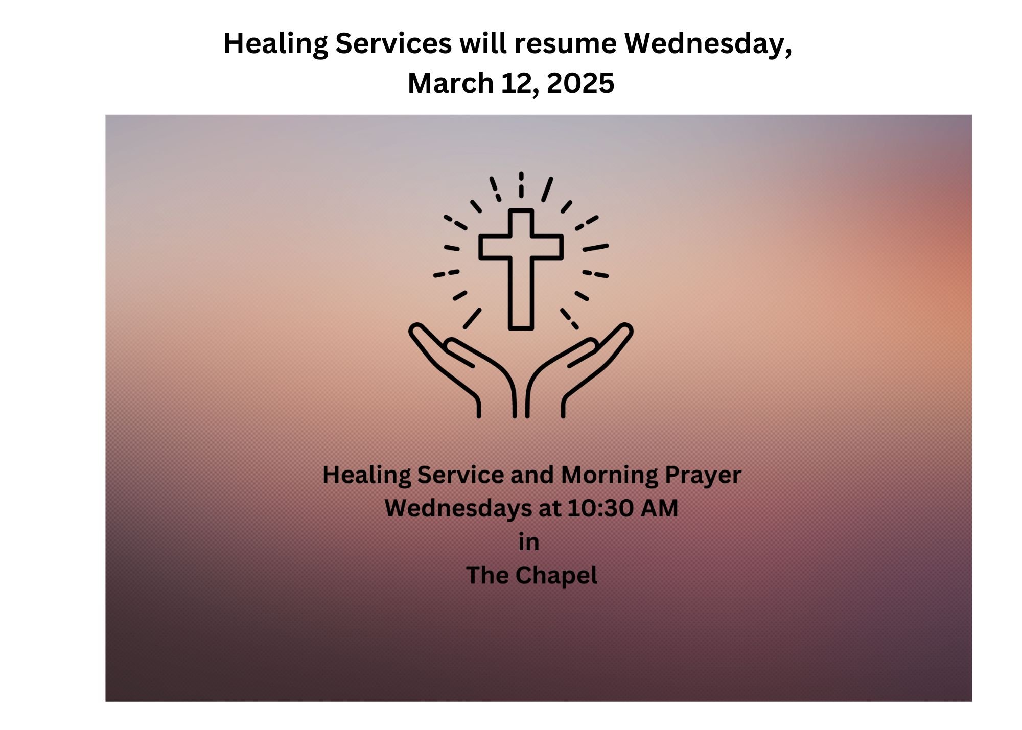 Healing Services will Resume