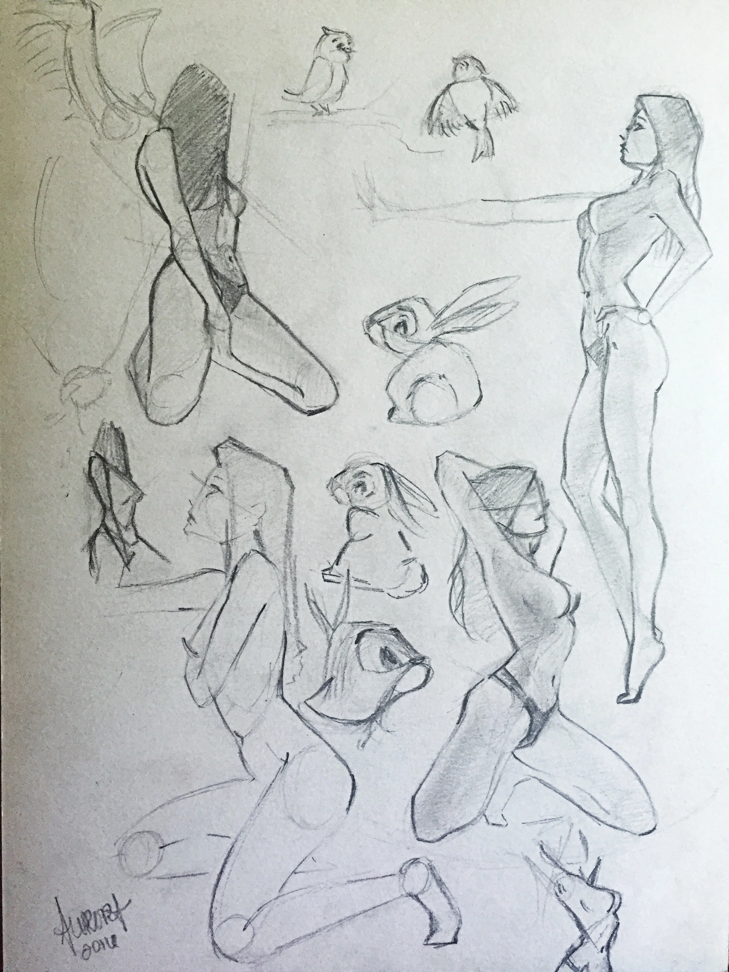 Original Page from sketchbook published in 'Aurora's Sketchbook Rebirth' -$200