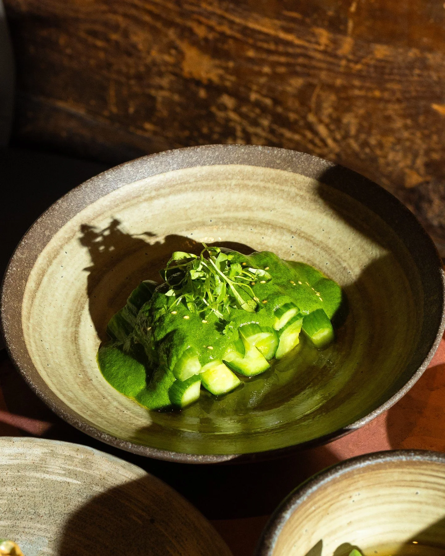 Crispy Cucumber with Cilantro, Sesame Seeds, and Jalape&ntilde;o&hellip; ready for you at Double Knot.⁠
⁠
Tap the link in our bio to book your reservation!