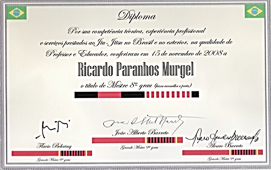 8th Degree Brazilian Jiu Jitsu Red & Black Belt