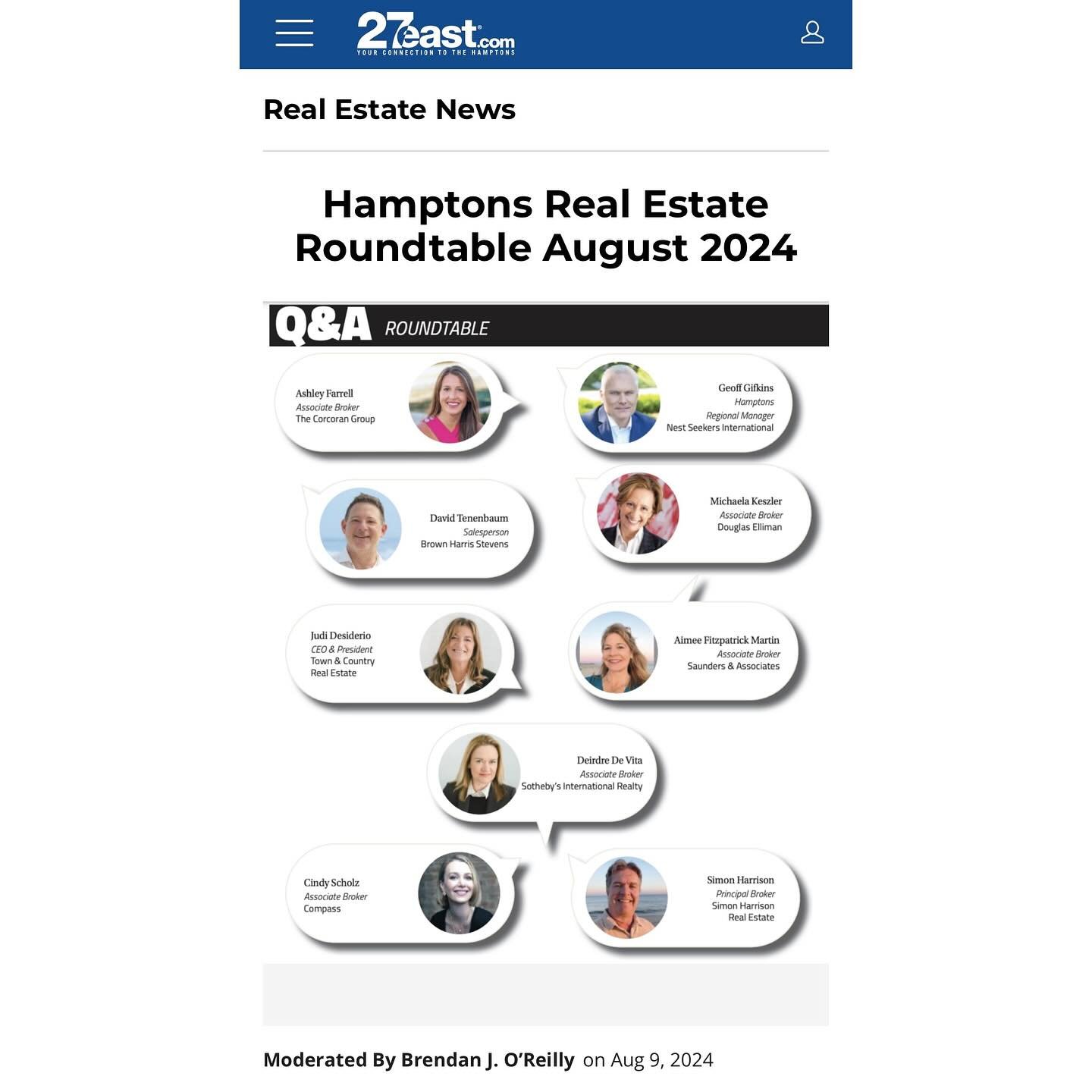 A big thank you to @27east_ for facilitating a great round table discussion on the state of the Hamptons market 🌊☀️🏡

Thank you to @newdev2020 @compassny for the opportunity 🗞️

#hamptonsrealestate #realestate #outeast #luxuryhomes #thehamptons