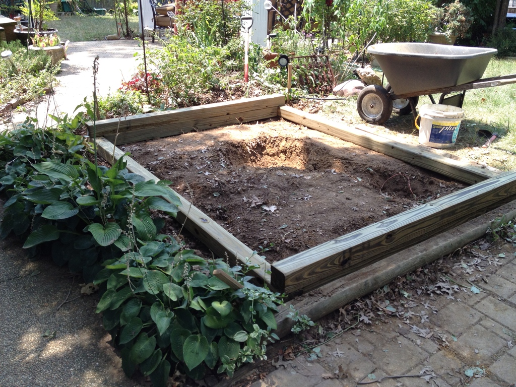 We leveled the site and built a frame out of pressure treated 4 x 4s