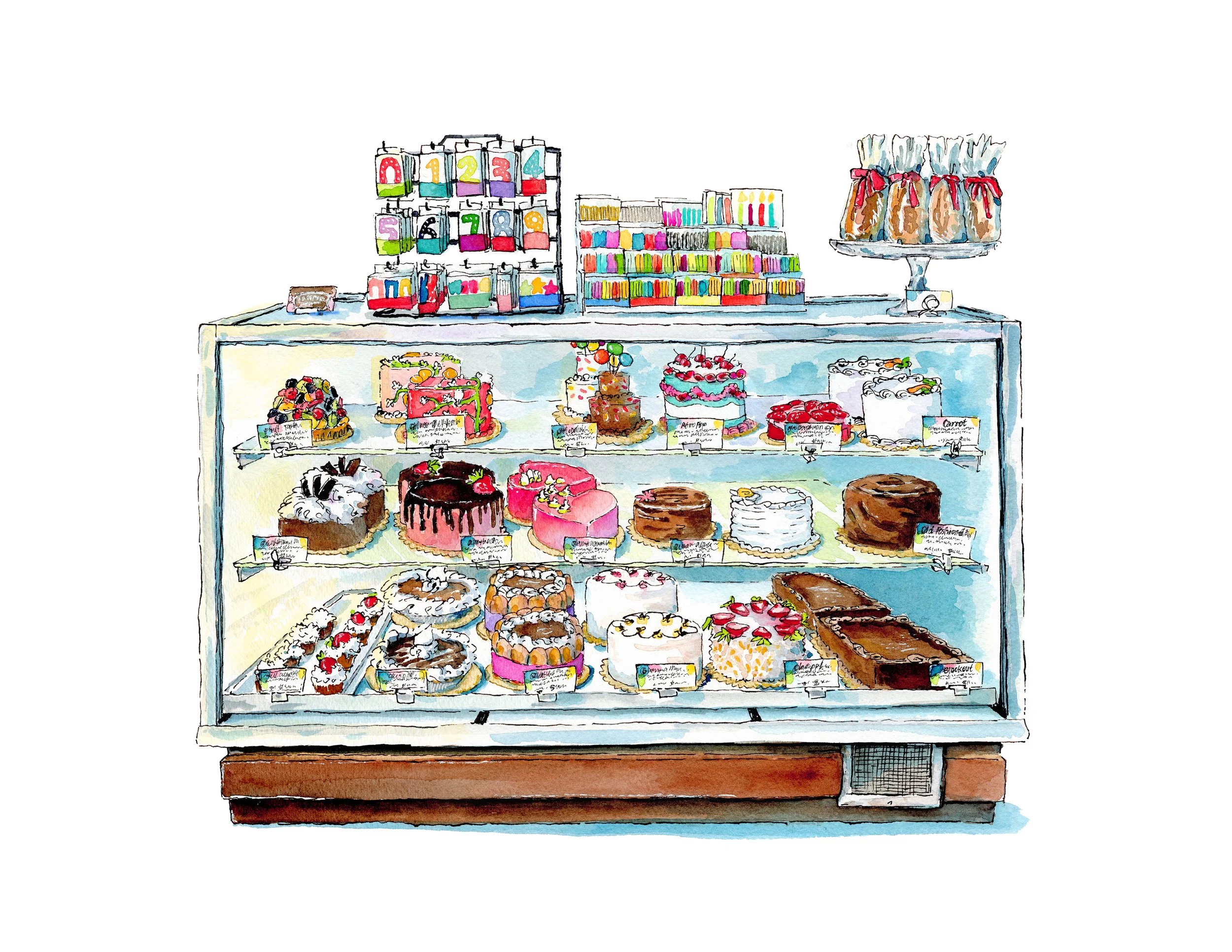 Freeport Bakery desserts case on the left - Sacramento, CA