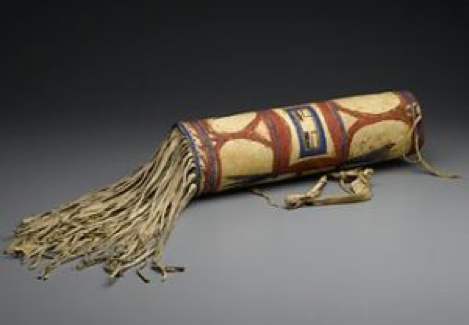 Blackfoot (Native American). Headdress Case, late 19th century. Rawhide, pigment, 17 1/2in. (44.5cm). Brooklyn Museum