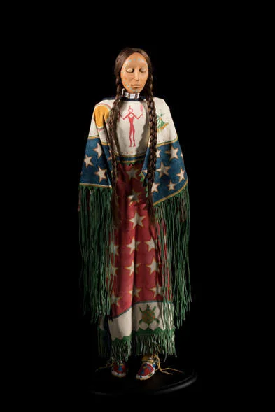 Ghost Dance Doll by Lakota artist, Rhonda Holy Bear, H 20", 1998