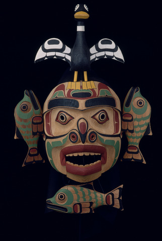 Richard Hunt (Kwakwa̱ka̱’wakw), Sea Monster Mask , 1999. Wood, plastic, textile, and paint. Yale Peabody Museum of Natural History, inv. no. YPM ANT.256928. Photo: Div. of Anthropology, Yale Peabody Museum, 2009