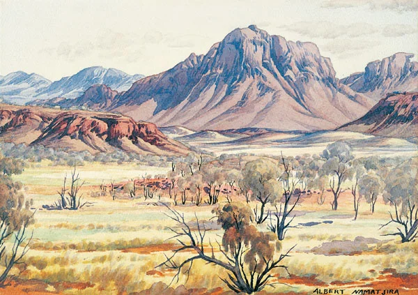 Mount Sonder, MacDonnell Ranges c.1957-59 Albert Namatjira watercolour and pencil on paper Source: National Gallery of Australia