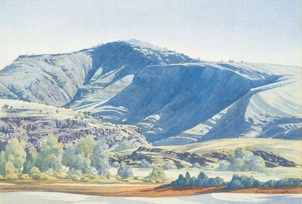 Mt Hermannsburg Finke River c.1946-51 Albert Namatjira watercolour over pencil on paper Source: National Gallery of Australia 