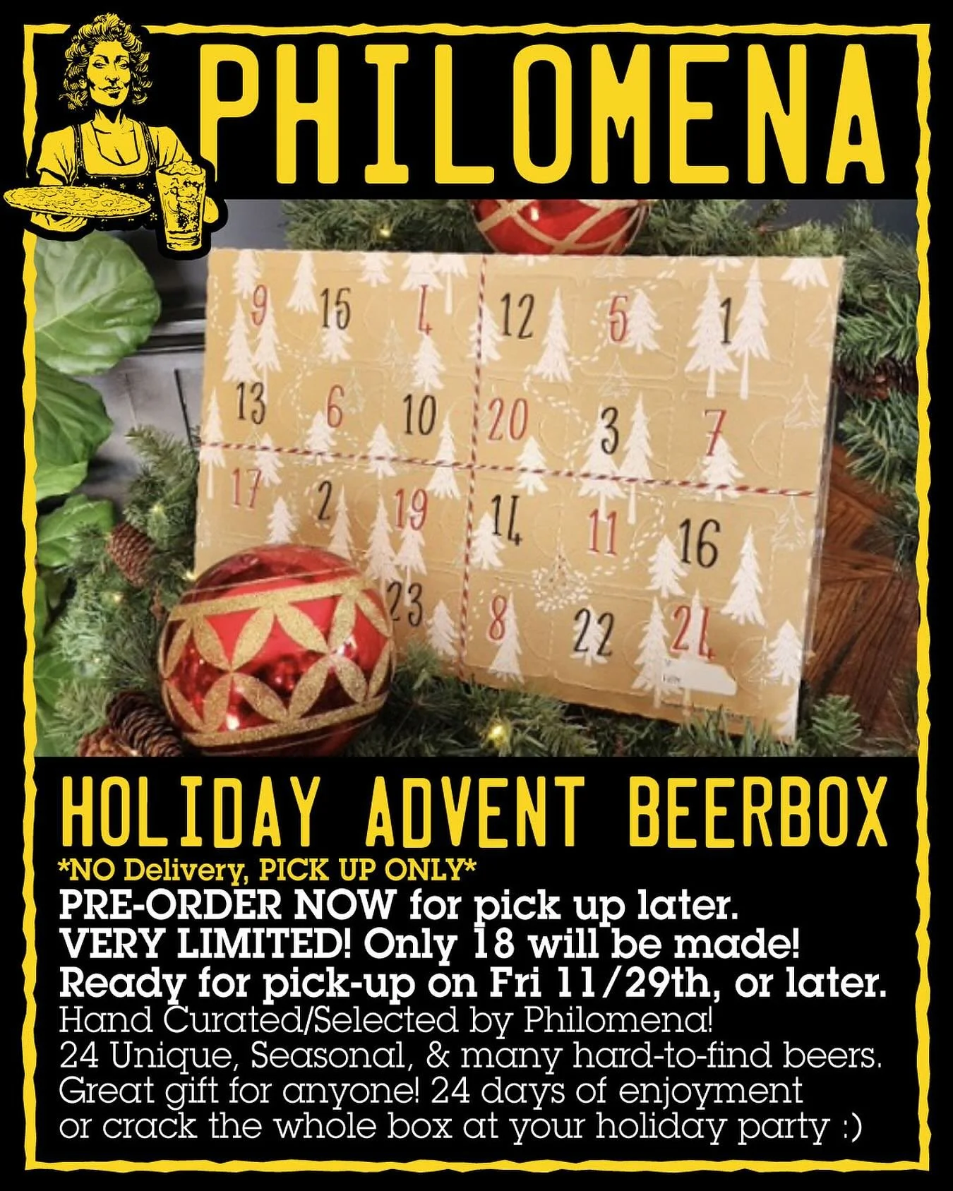 📢 Attention beer lovers! 🍺 Limited quantities of this carefully curated Christmas advent beer box is now available! Order online or in store for pick up only. 🎄